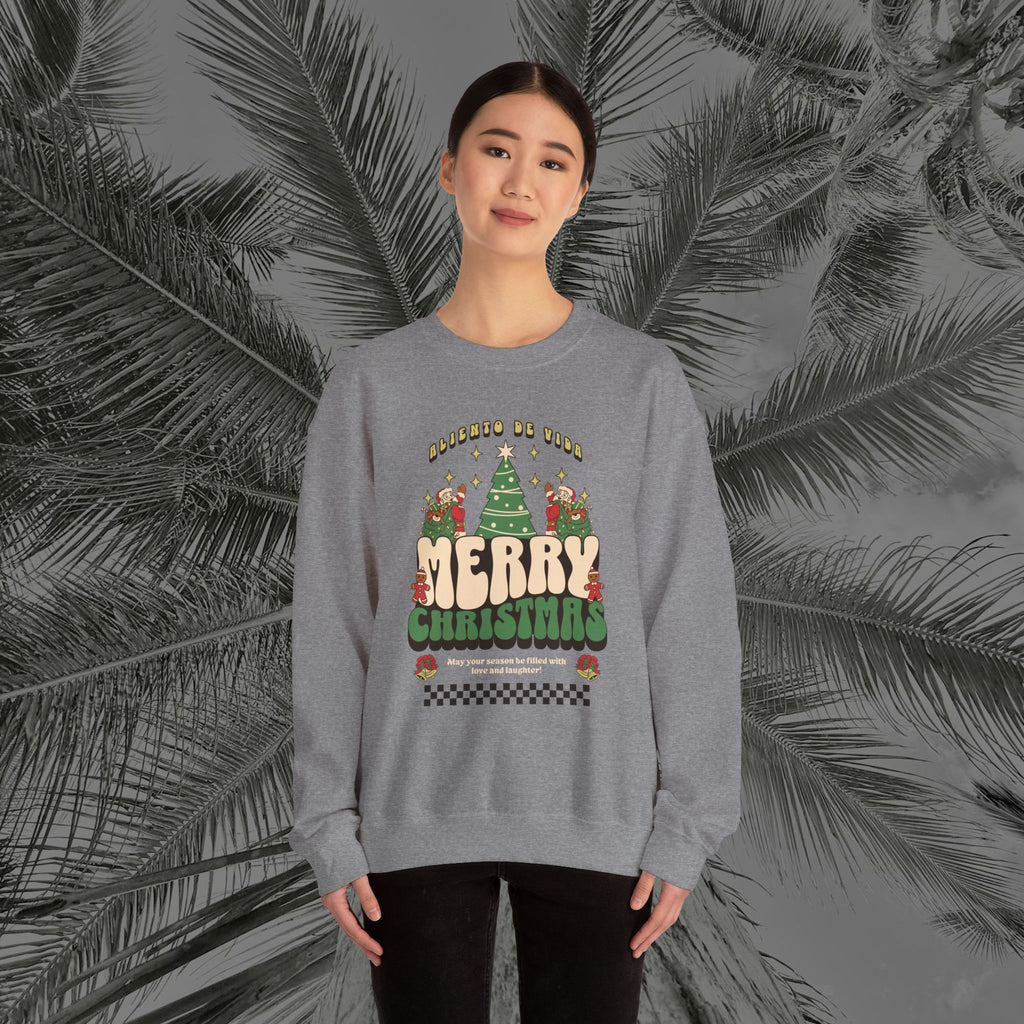 Retro Merry Magic- (UNISEX) Cozy Crewneck Sweatshirt - Aliento De Vida
