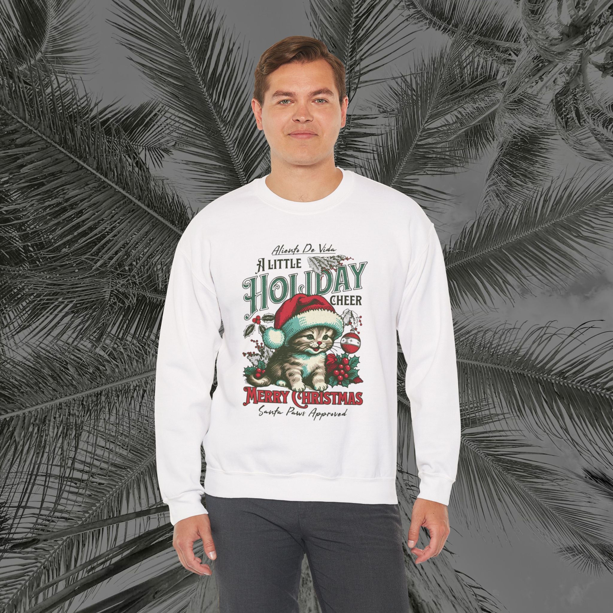 Merry Meowmas Cheer - (UNISEX) Cozy Crewneck Sweatshirt - Aliento De Vida