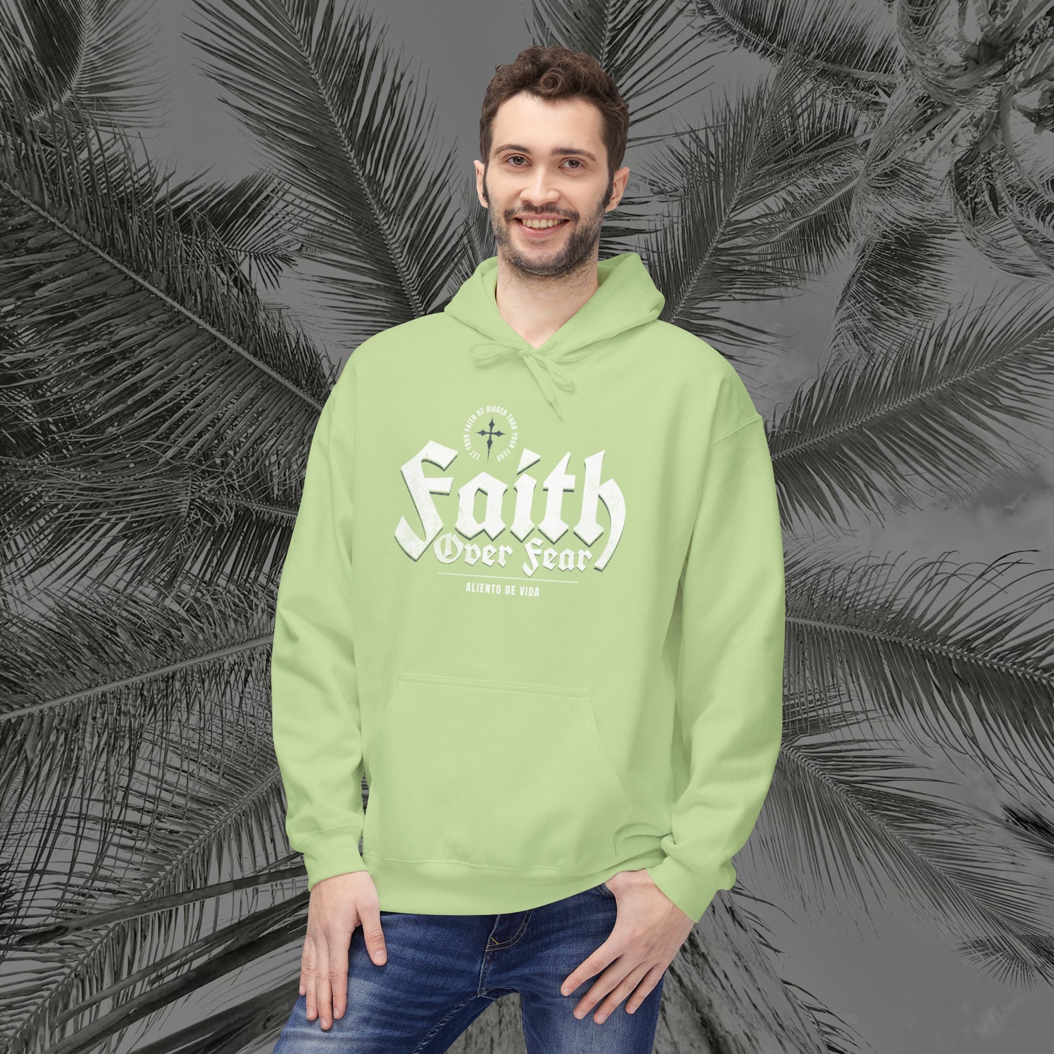 Faith Over Fear - (UNISEX) Midweight Fleece Hoodie - Aliento De Vida