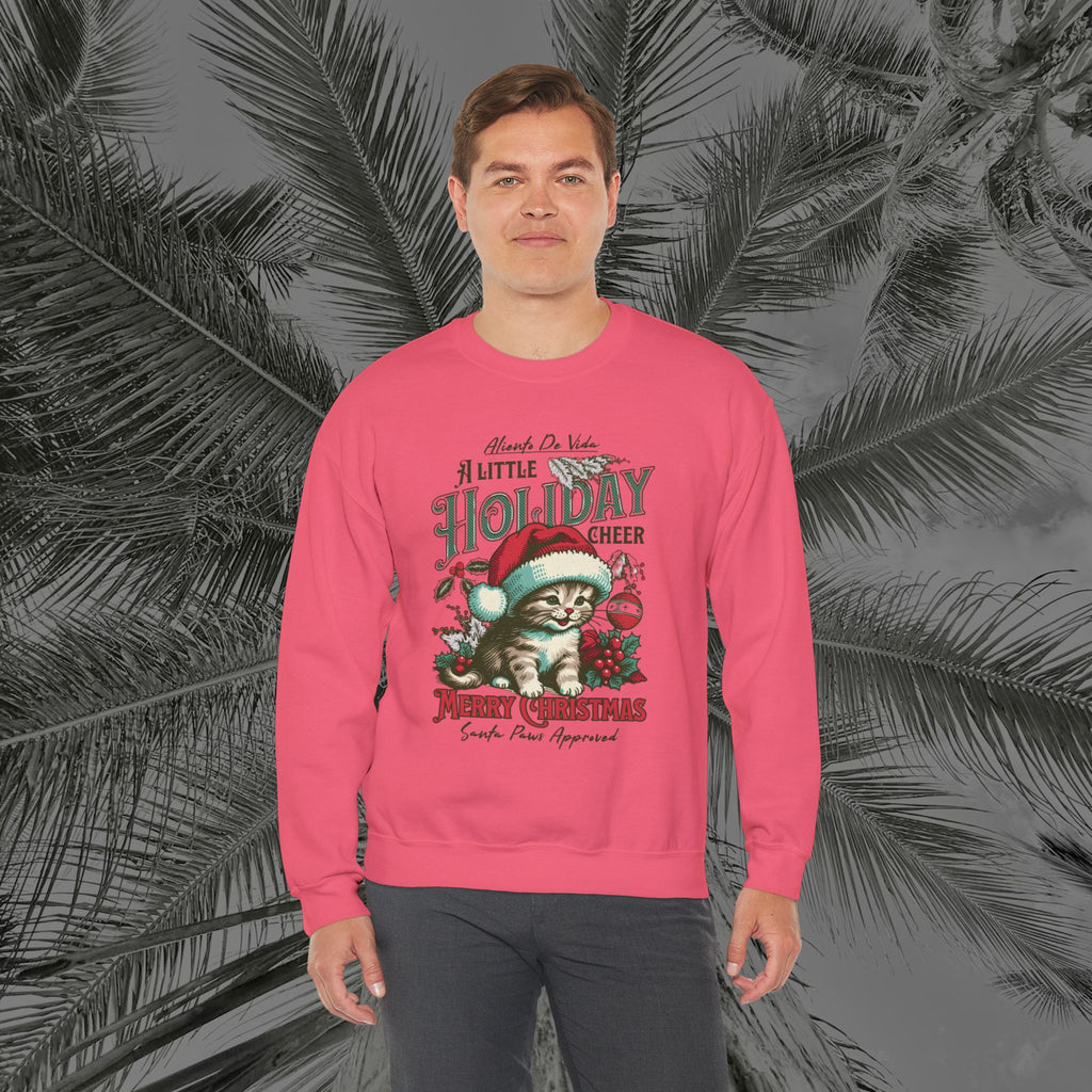 Merry Meowmas Cheer - (UNISEX) Cozy Crewneck Sweatshirt - Aliento De Vida