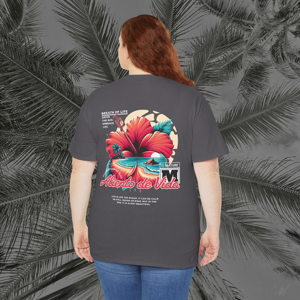 Breath Of Paradise - (UNISEX) Heavy Cotton T-Shirt - Back Design - Aliento De Vida