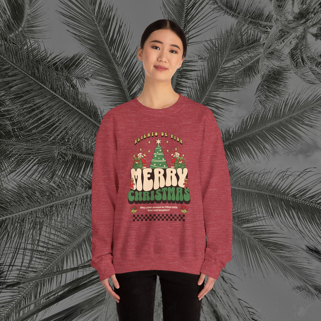 Retro Merry Magic- (UNISEX) Cozy Crewneck Sweatshirt - Aliento De Vida