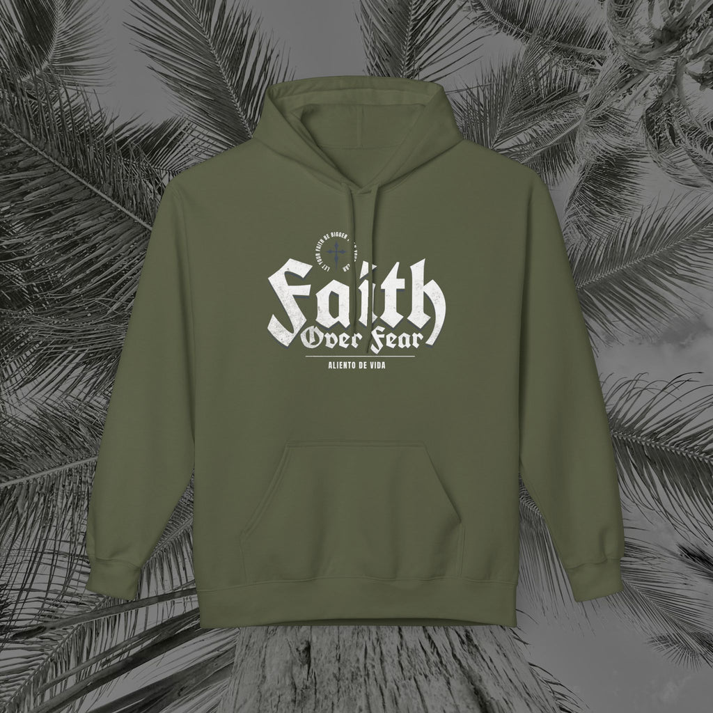 Faith Over Fear - (UNISEX) Midweight Fleece Hoodie - Aliento De Vida