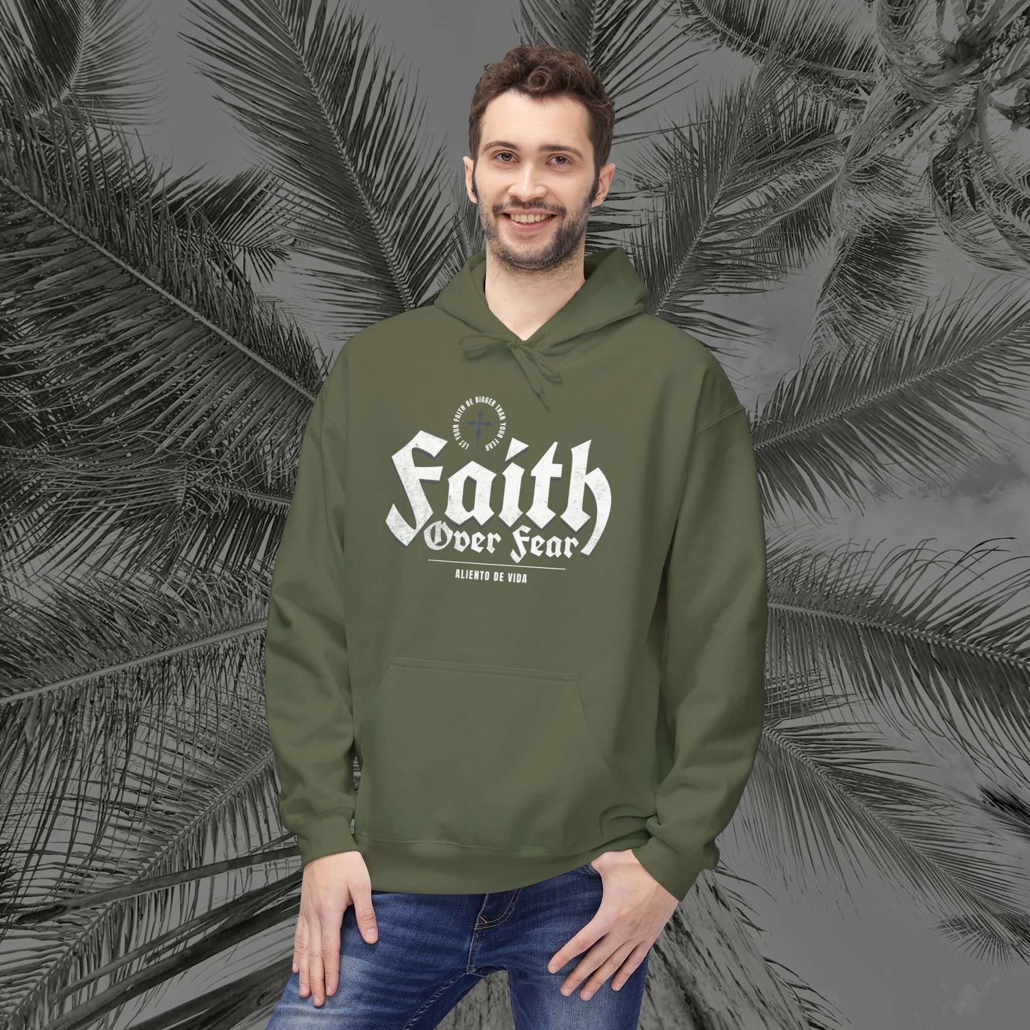 Faith Over Fear - (UNISEX) Midweight Fleece Hoodie - Aliento De Vida