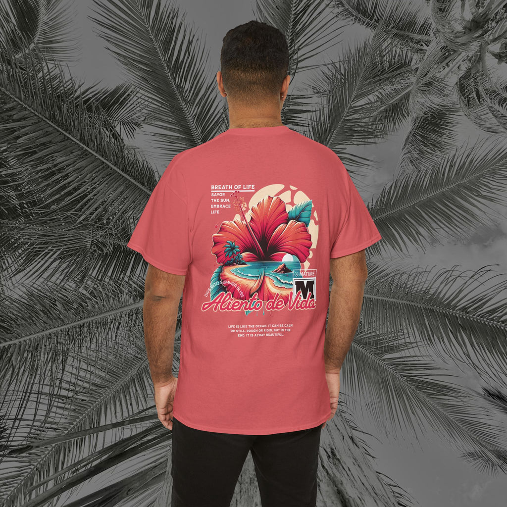 Breath Of Paradise - (UNISEX) Heavy Cotton T-Shirt - Back Design - Aliento De Vida