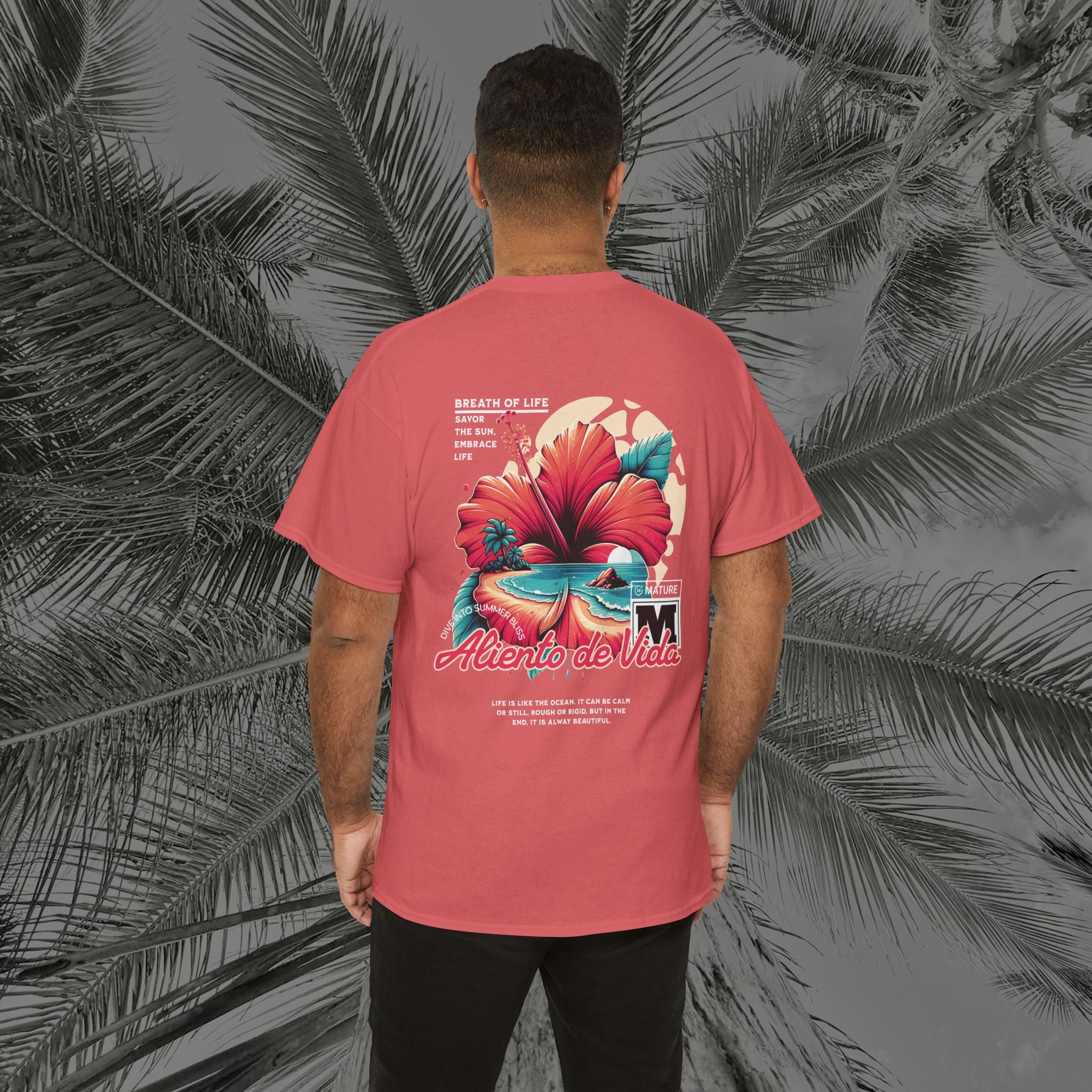 Breath Of Paradise - (UNISEX) Heavy Cotton T-Shirt - Back Design - Aliento De Vida