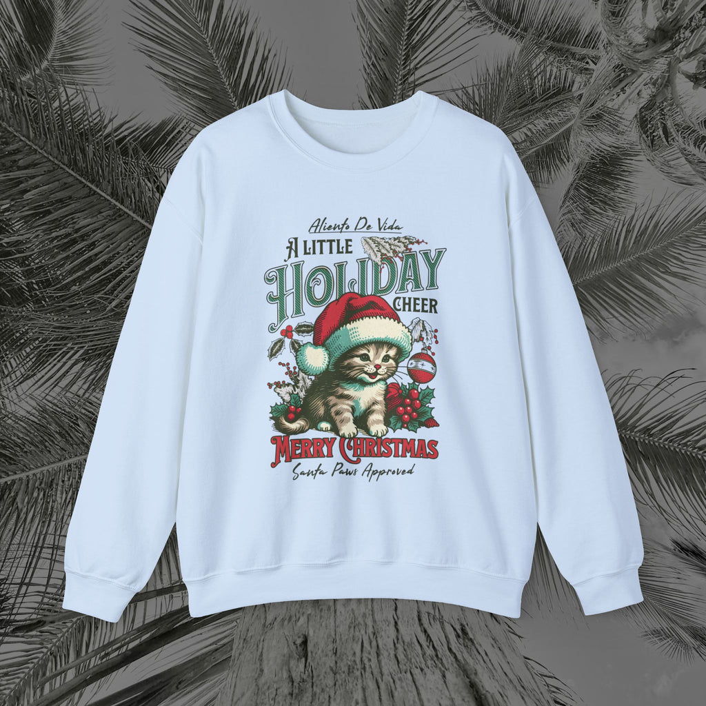 Merry Meowmas Cheer - (UNISEX) Cozy Crewneck Sweatshirt - Aliento De Vida