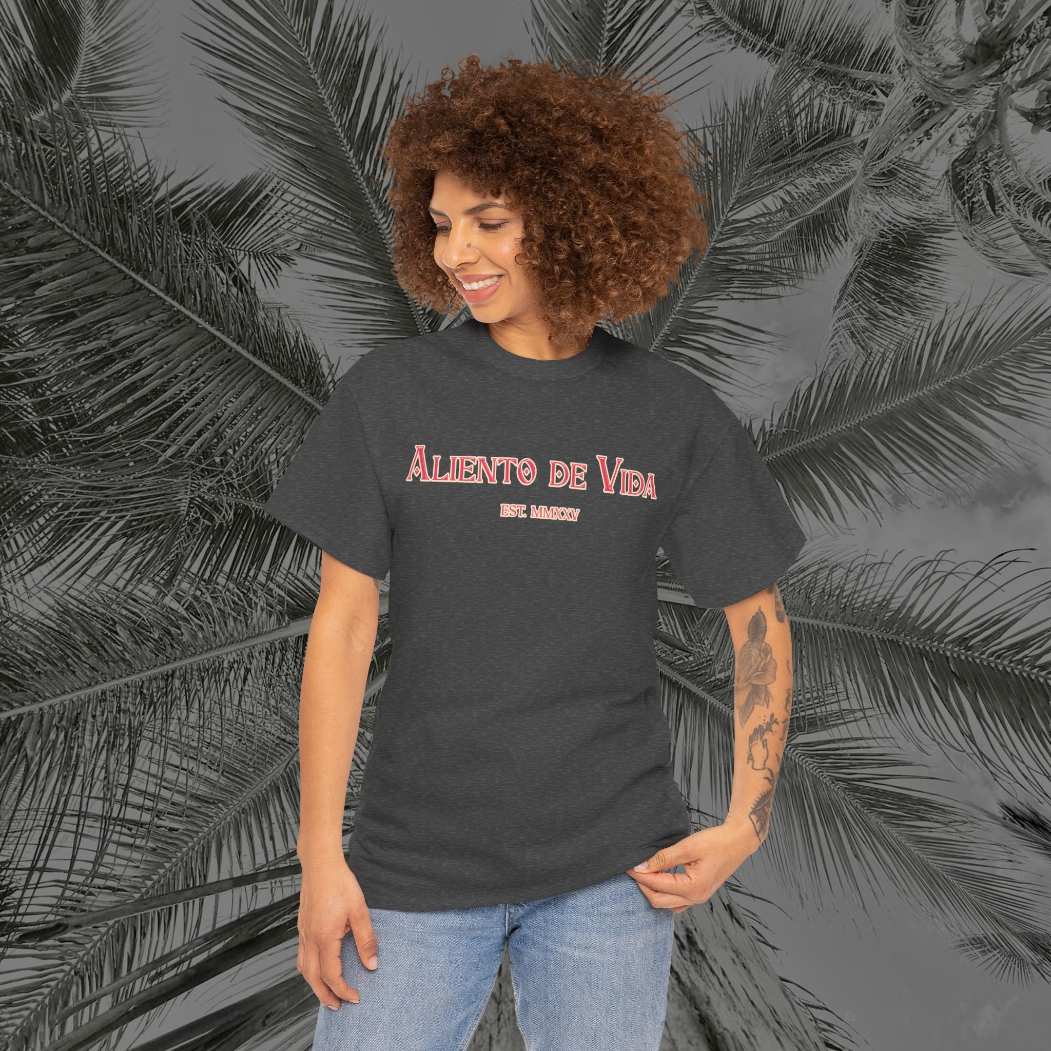 Breath Of Paradise - (UNISEX) Heavy Cotton T-Shirt - Back Design - Aliento De Vida