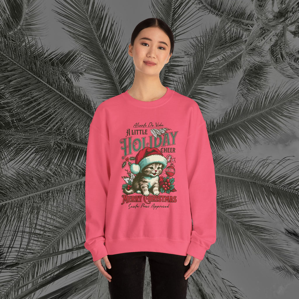 Merry Meowmas Cheer - (UNISEX) Cozy Crewneck Sweatshirt - Aliento De Vida