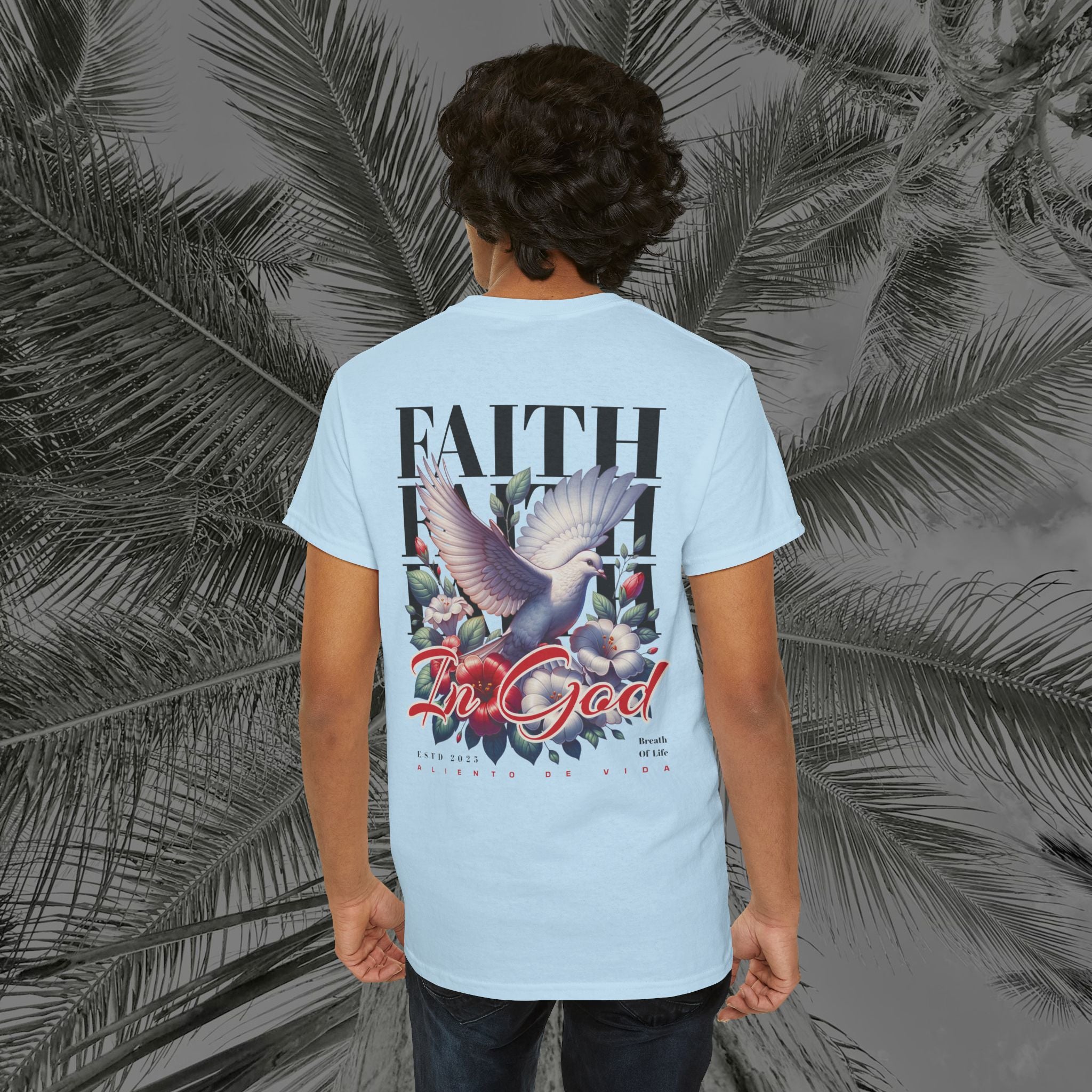 Wings of Grace - Back Design - Heavy Cotton Tee - Aliento De Vida