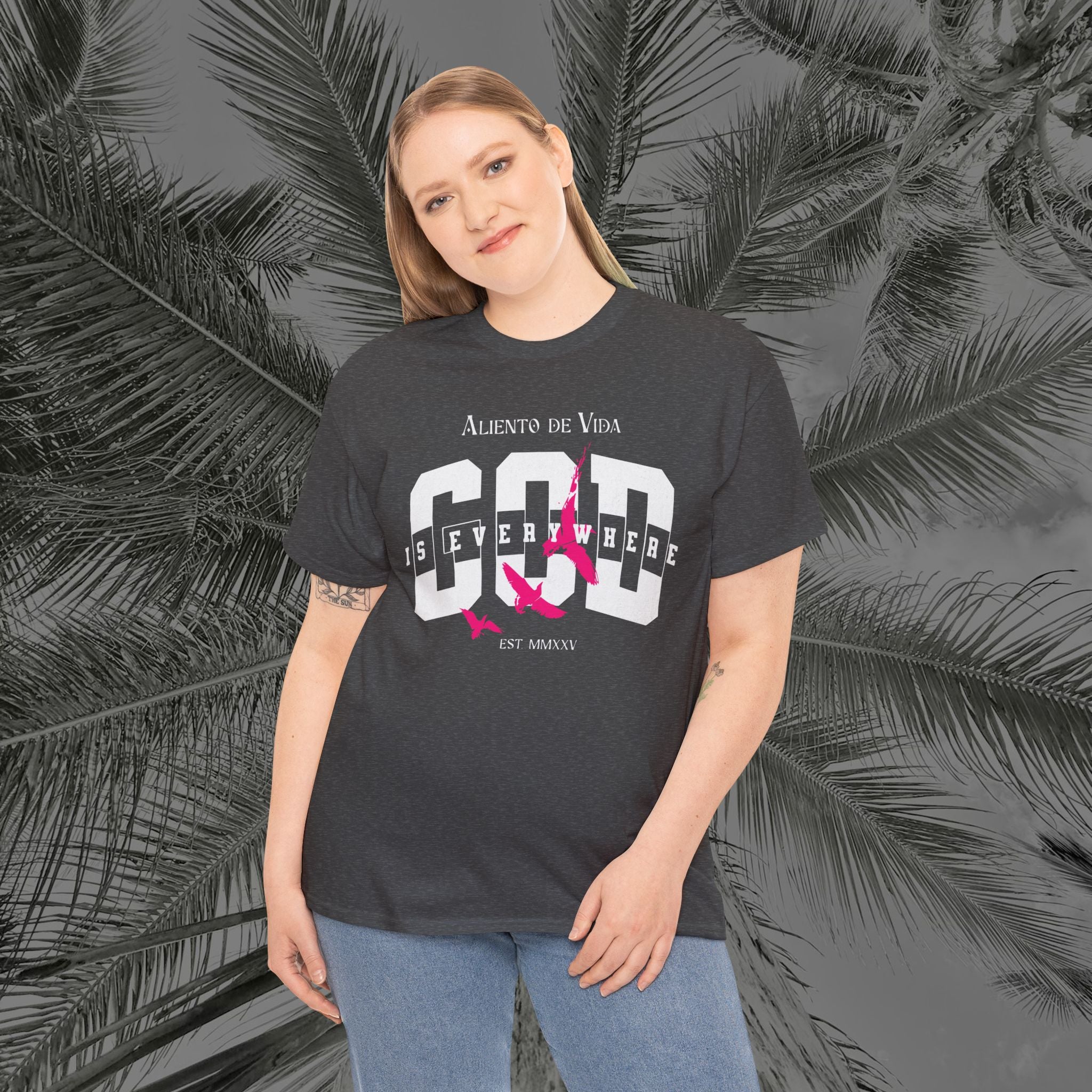God Is Everywhere - (UNISEX) Heavy Cotton Tee - Aliento De Vida