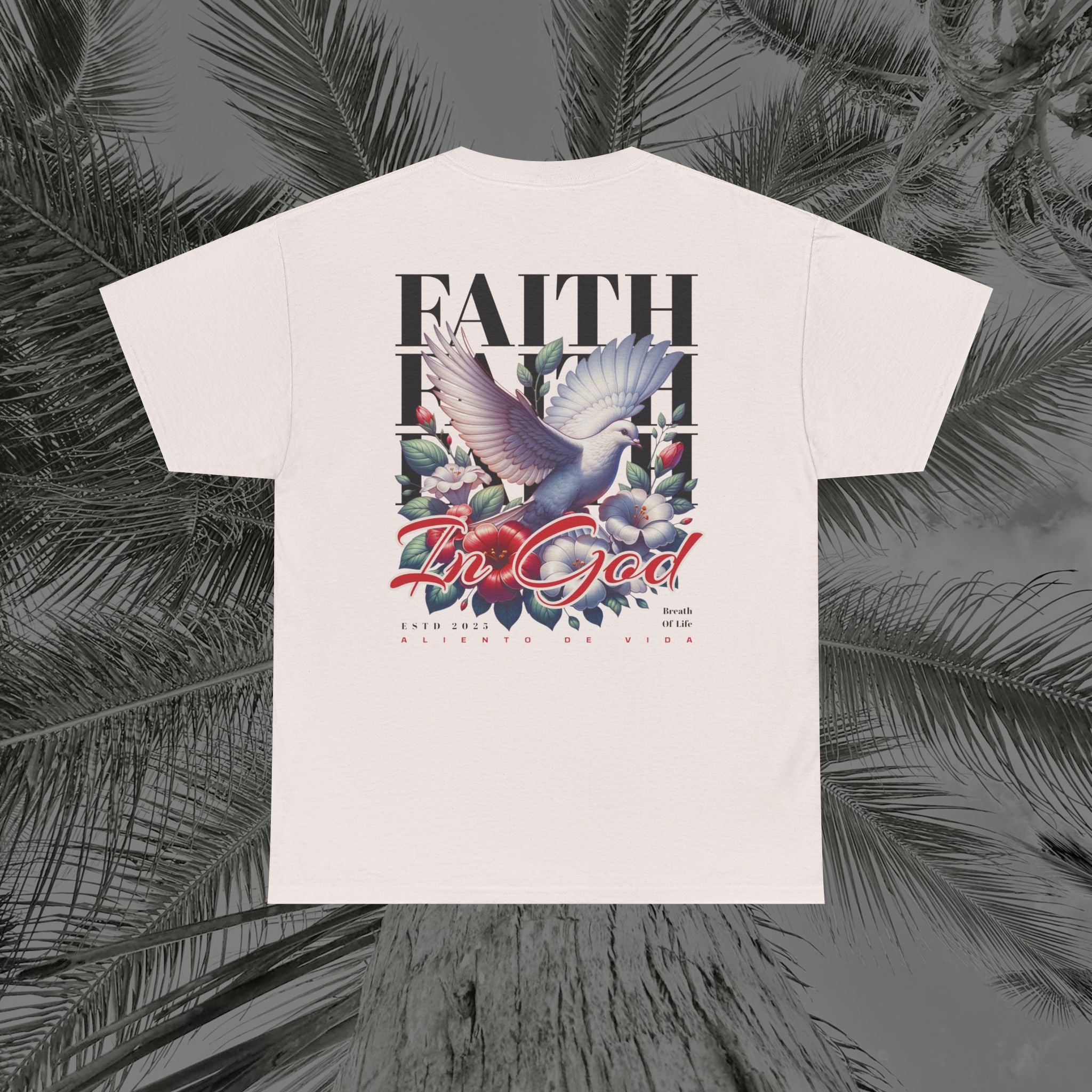Wings of Grace - Back Design - Heavy Cotton Tee - Aliento De Vida