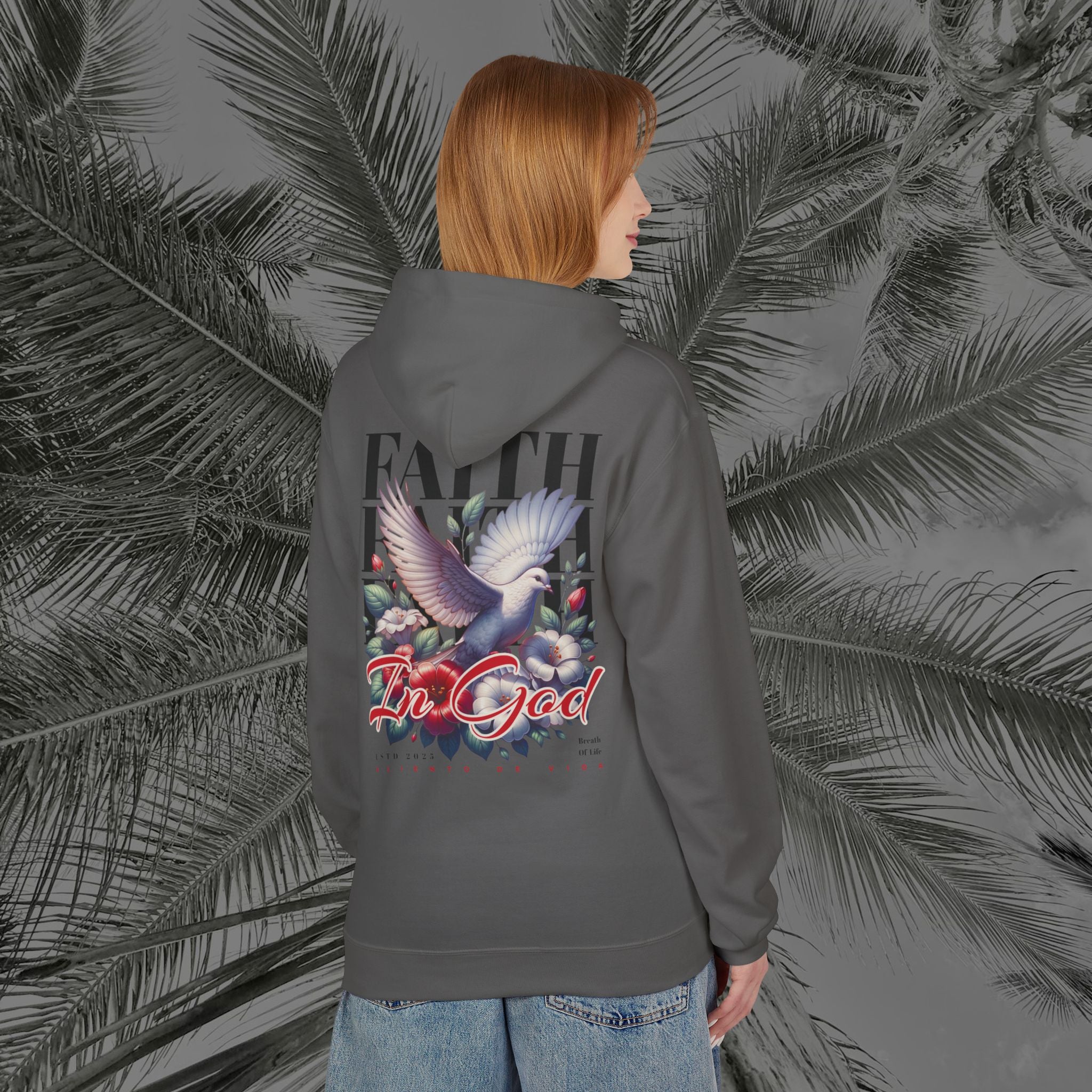 Wings of Grace - (UNISEX) Midweight Fleece Hoodie- Aliento De Vida