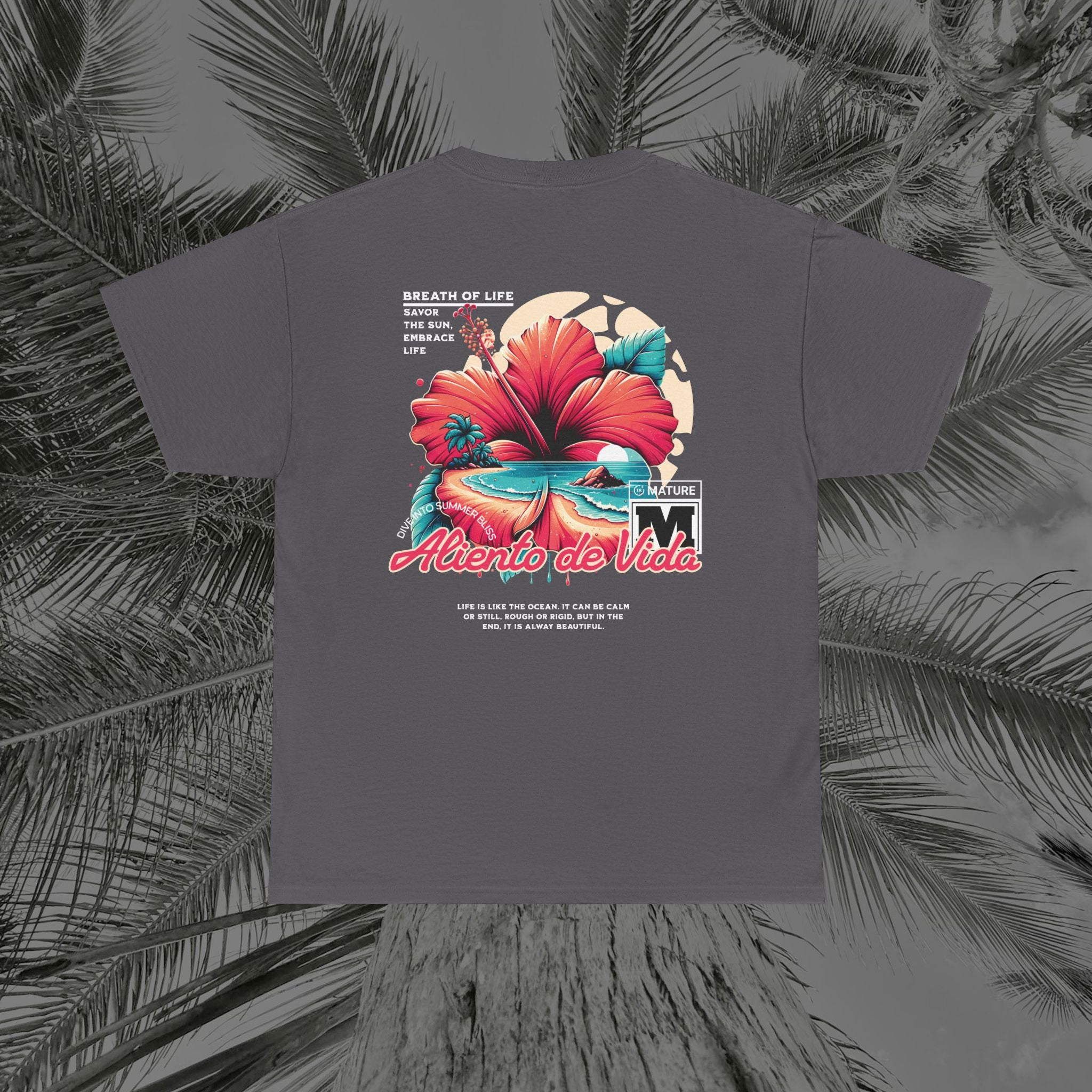 Breath Of Paradise - (UNISEX) Heavy Cotton T-Shirt - Back Design - Aliento De Vida