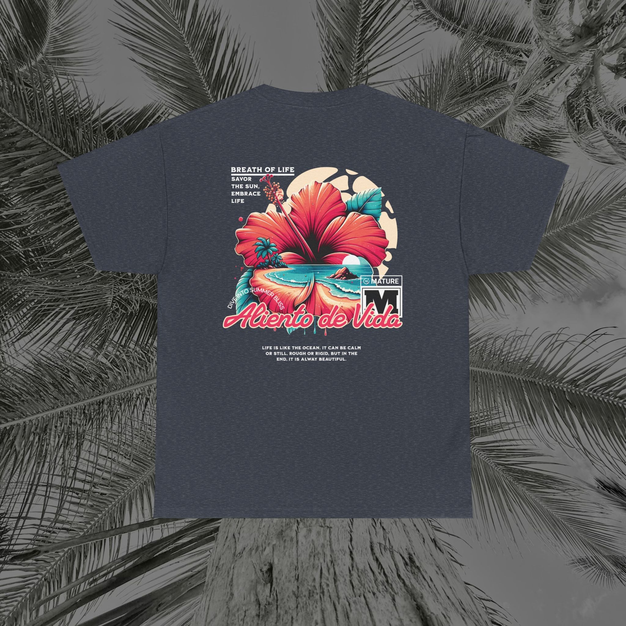 Breath Of Paradise - (UNISEX) Heavy Cotton T-Shirt - Back Design - Aliento De Vida