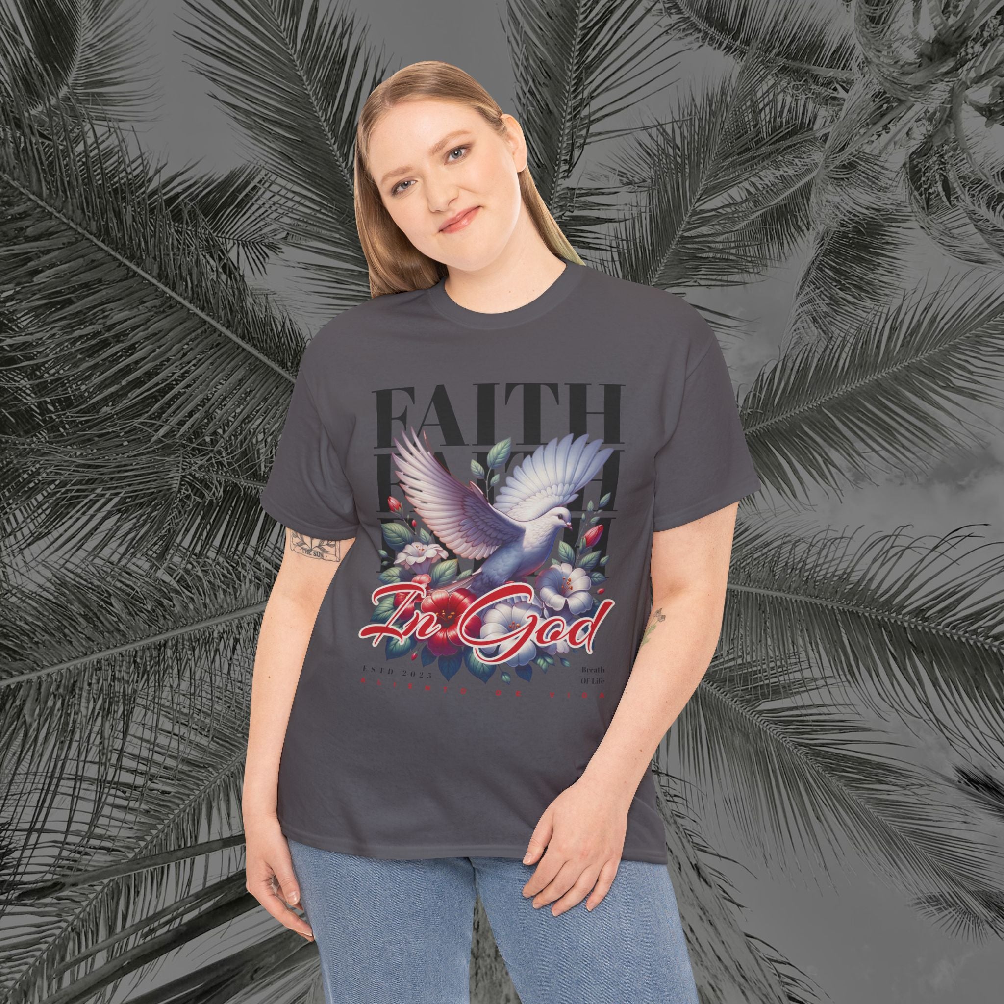 Wings of Grace - (UNISEX) Heavy Cotton Tee - Aliento De Vida