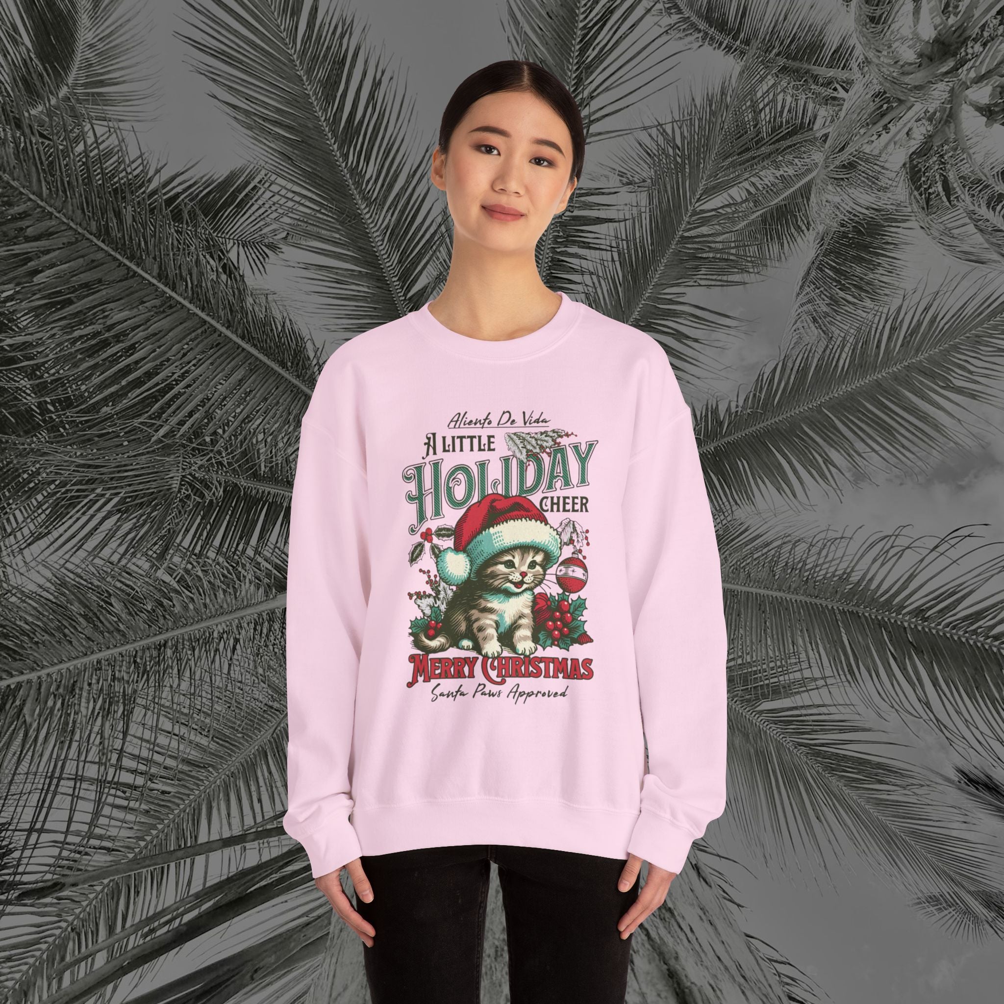Merry Meowmas Cheer - (UNISEX) Cozy Crewneck Sweatshirt - Aliento De Vida