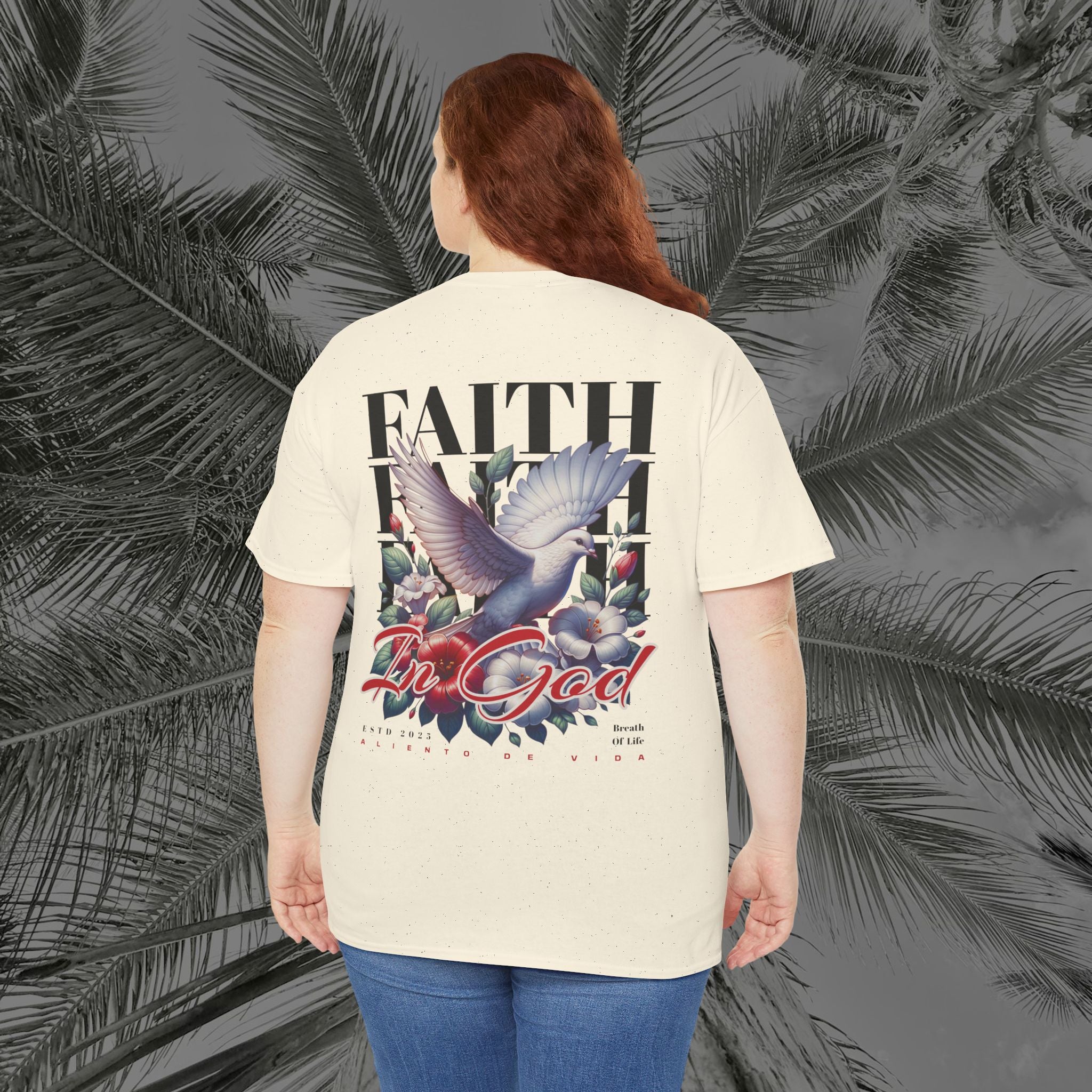 Wings of Grace - Back Design - Heavy Cotton Tee - Aliento De Vida