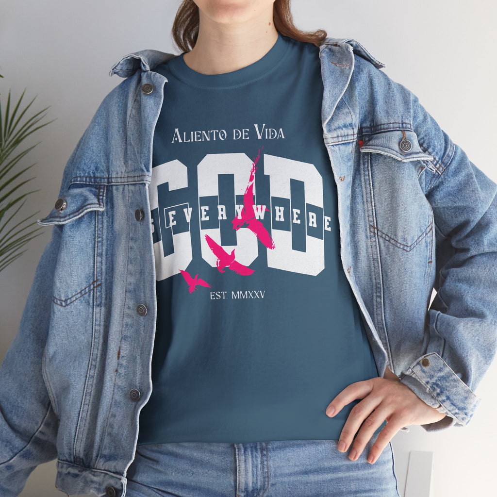 God Is Everywhere - (UNISEX) Heavy Cotton Tee - Aliento De Vida