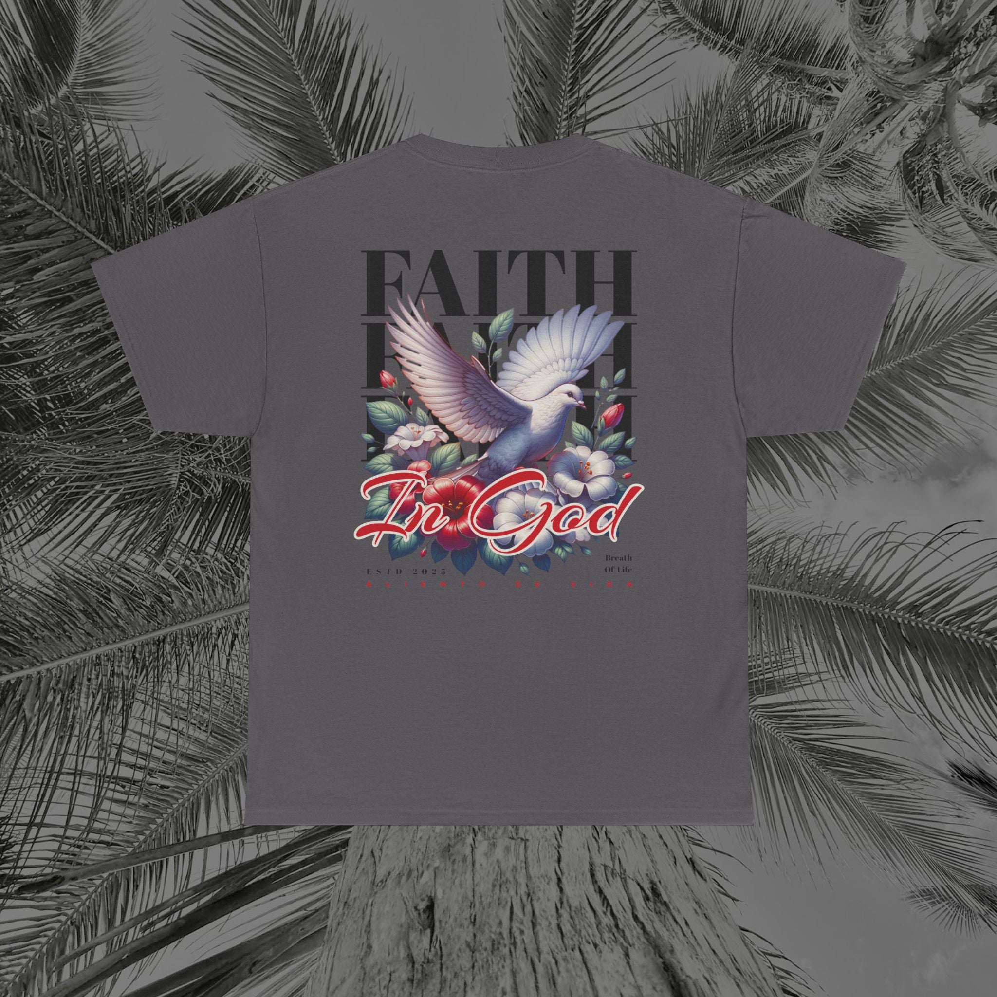 Wings of Grace - Back Design - Heavy Cotton Tee - Aliento De Vida
