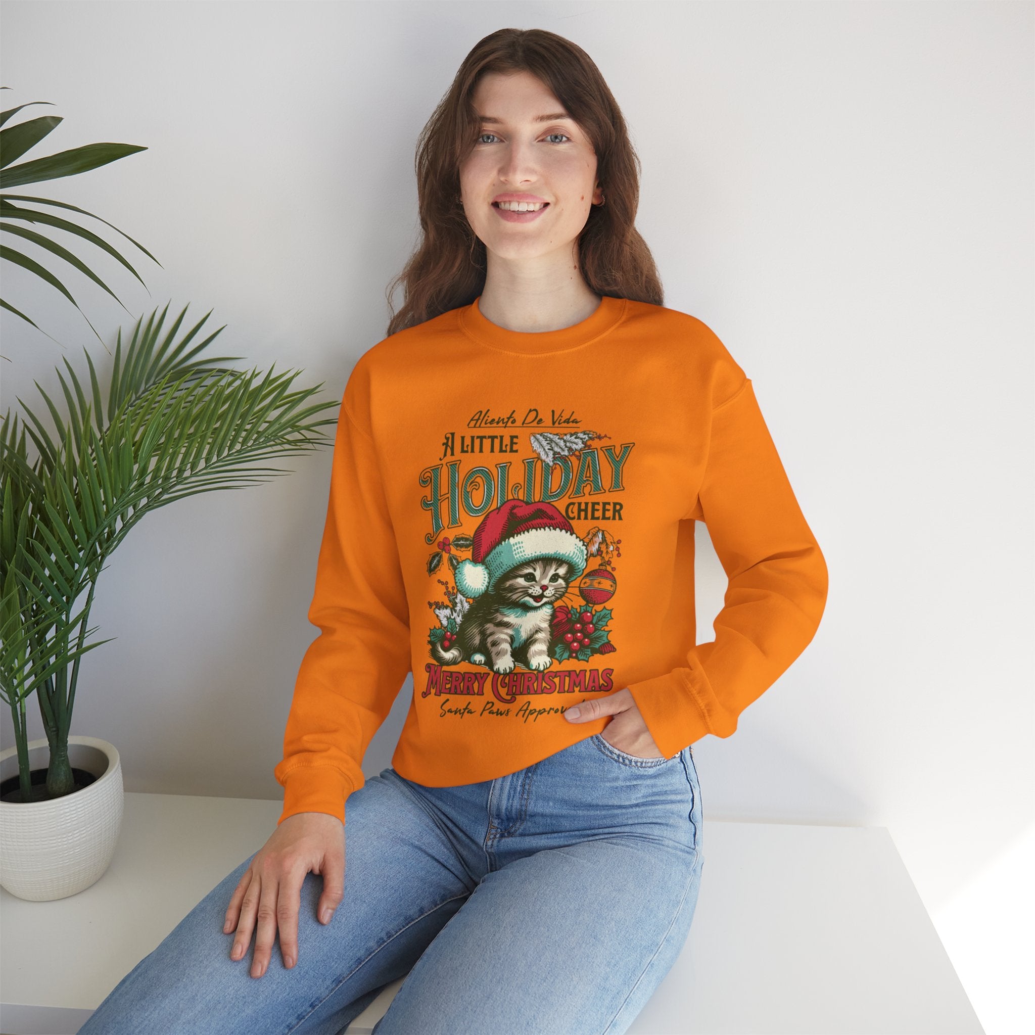Merry Meowmas Cheer - (UNISEX) Cozy Crewneck Sweatshirt - Aliento De Vida
