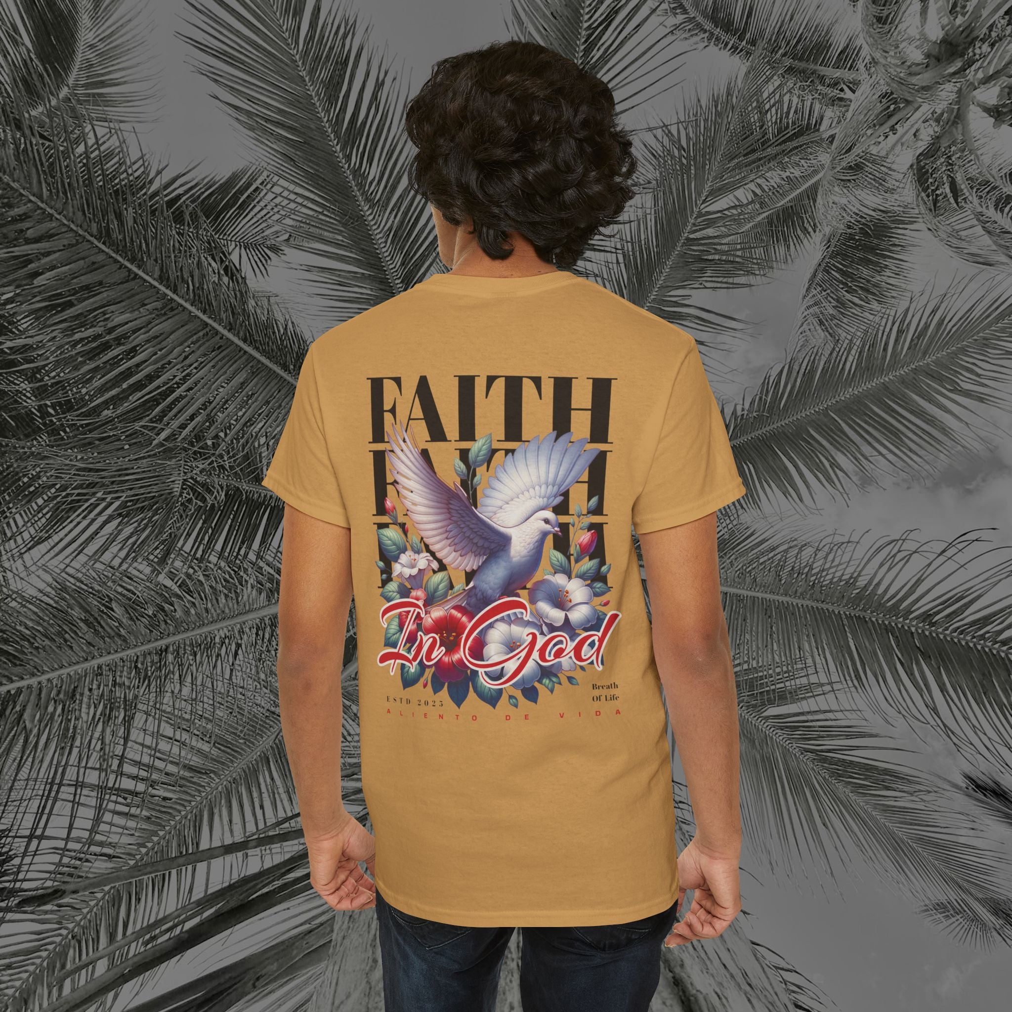 Wings of Grace - Back Design - Heavy Cotton Tee - Aliento De Vida