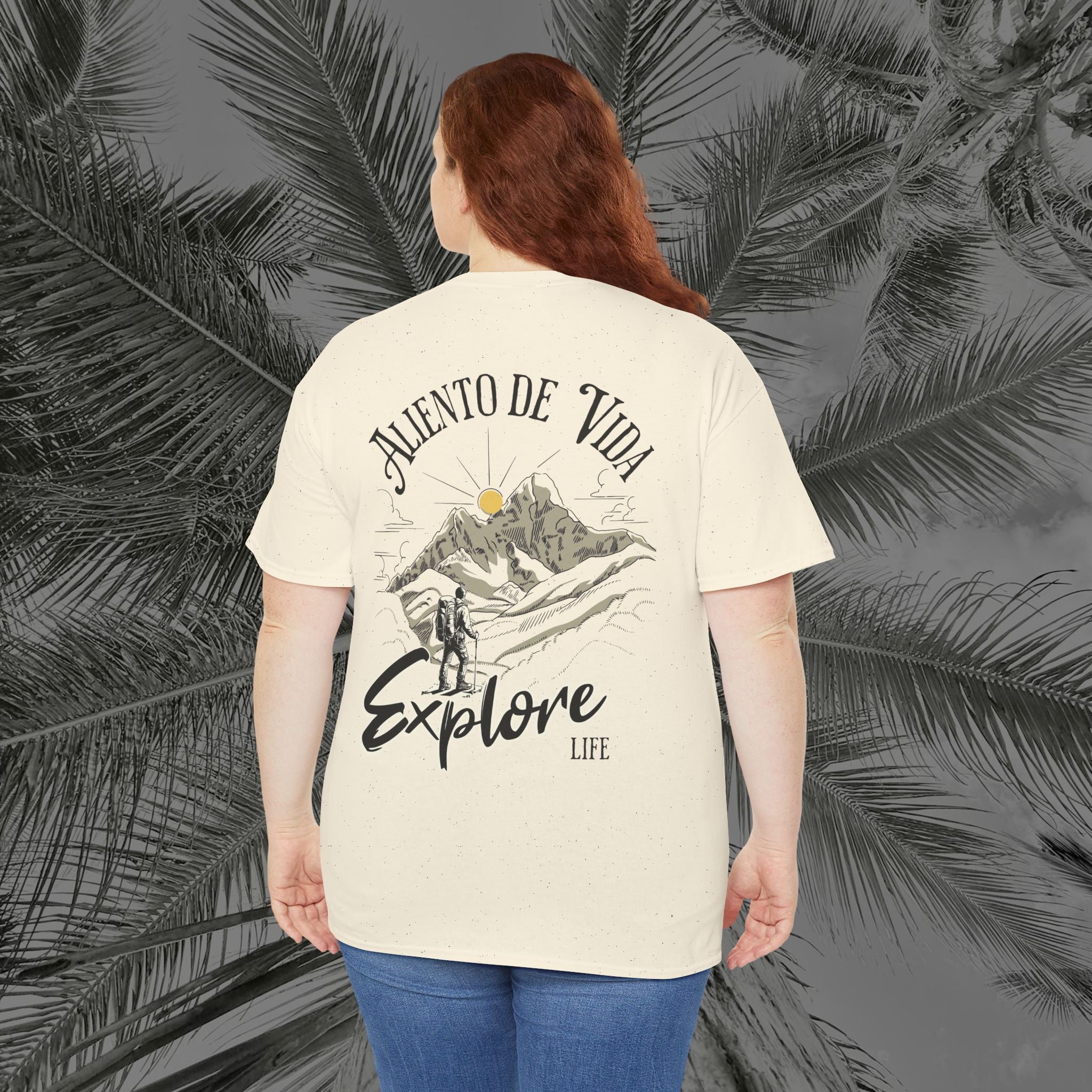 Climbing To New Heights - (UNISEX) Heavy Cotton T-Shirt - Aliento De Vida