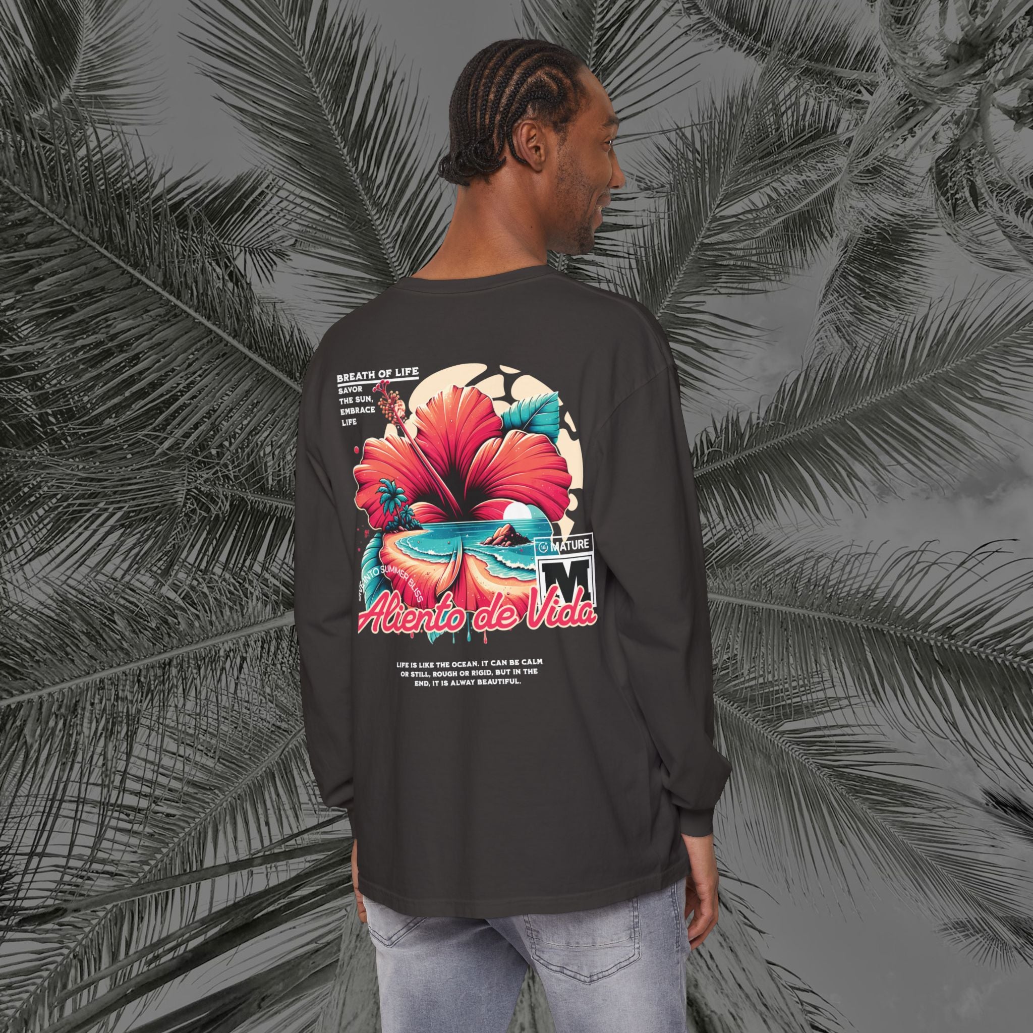 Breath Of Paradise - (UNISEX) Long Sleeve Shirt - Back Design - Aliento De Vida