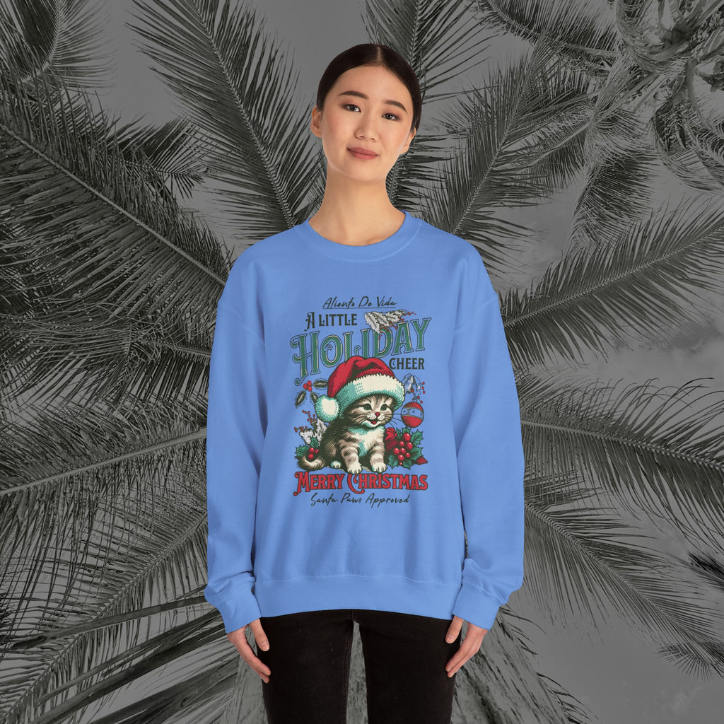 Merry Meowmas Cheer - (UNISEX) Cozy Crewneck Sweatshirt - Aliento De Vida