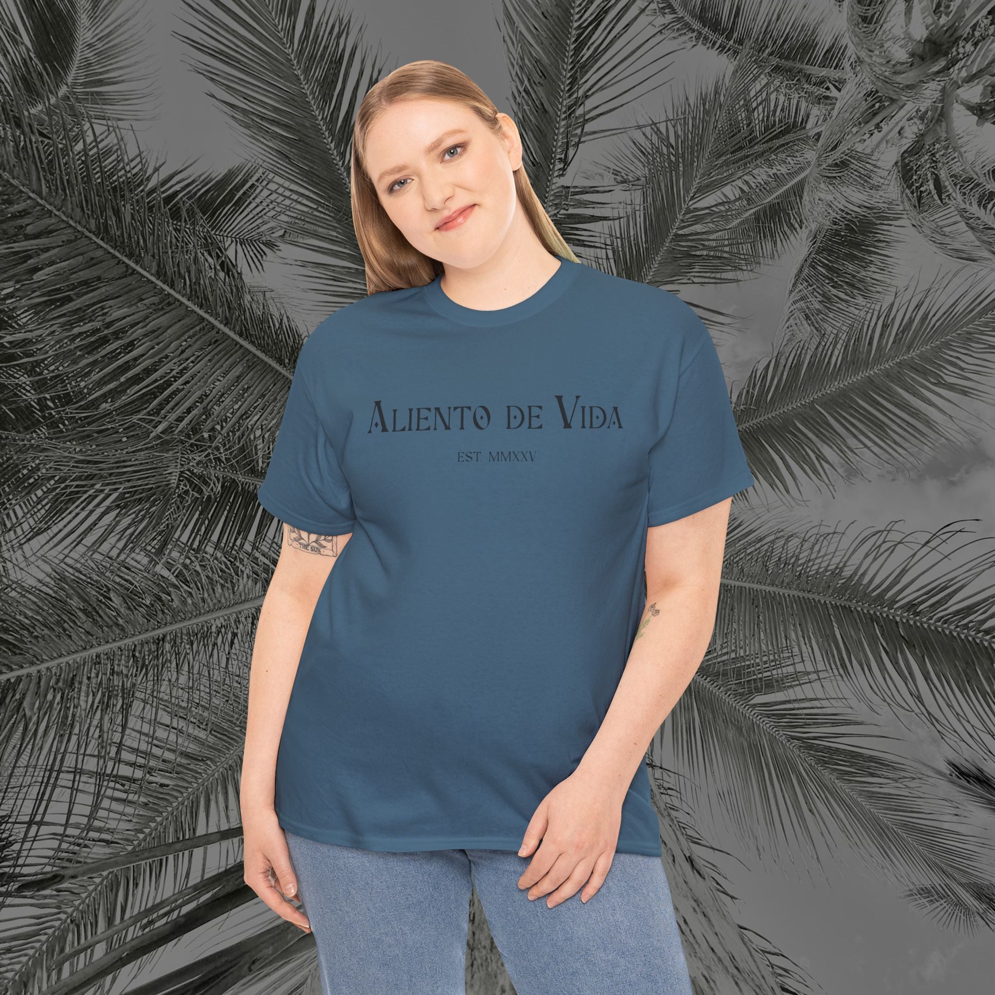 Wings of Grace - Back Design - Heavy Cotton Tee - Aliento De Vida