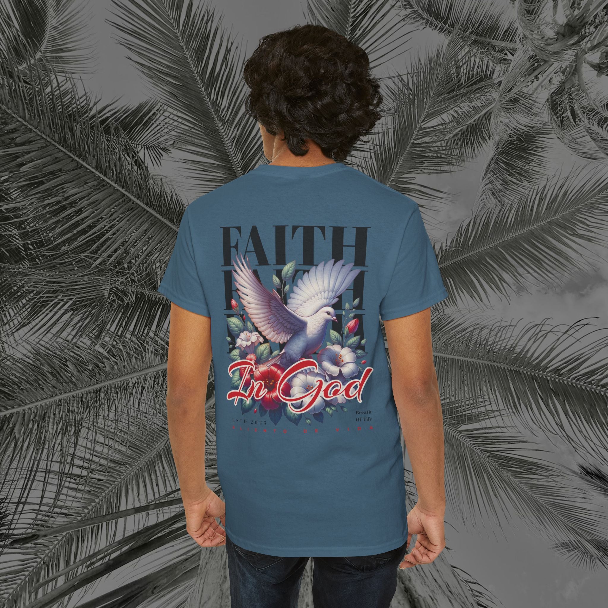 Wings of Grace - Back Design - Heavy Cotton Tee - Aliento De Vida