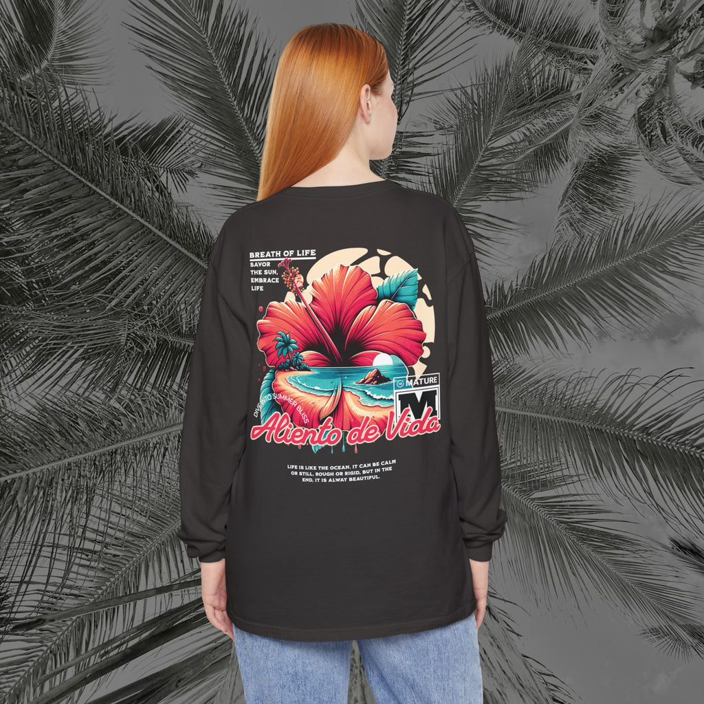Breath Of Paradise - (UNISEX) Long Sleeve Shirt - Back Design - Aliento De Vida
