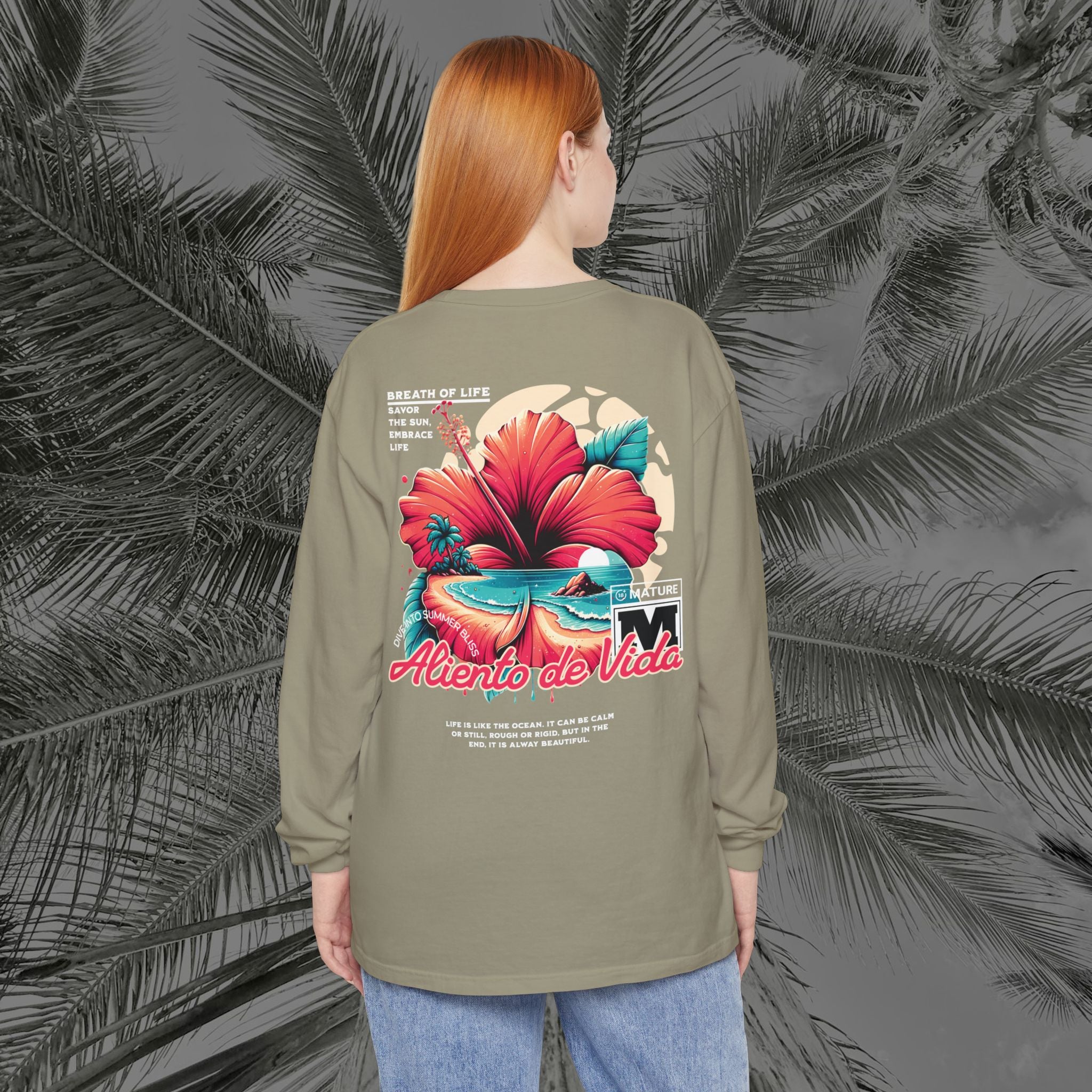 Breath Of Paradise - (UNISEX) Long Sleeve Shirt - Back Design - Aliento De Vida