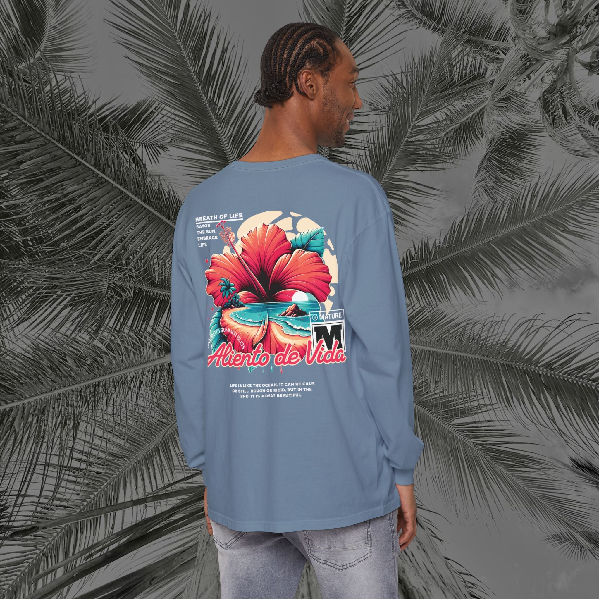 Breath Of Paradise - (UNISEX) Long Sleeve Shirt - Back Design - Aliento De Vida