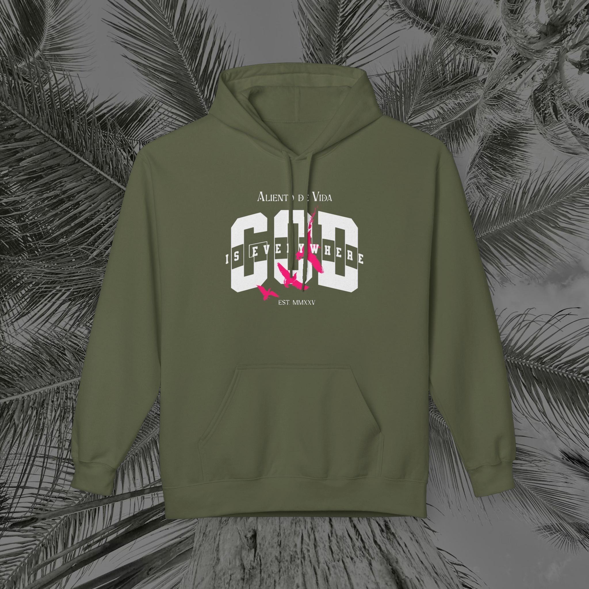 God Is Everywhere - (UNISEX) Midweight Fleece Hoodie - Aliento De Vida