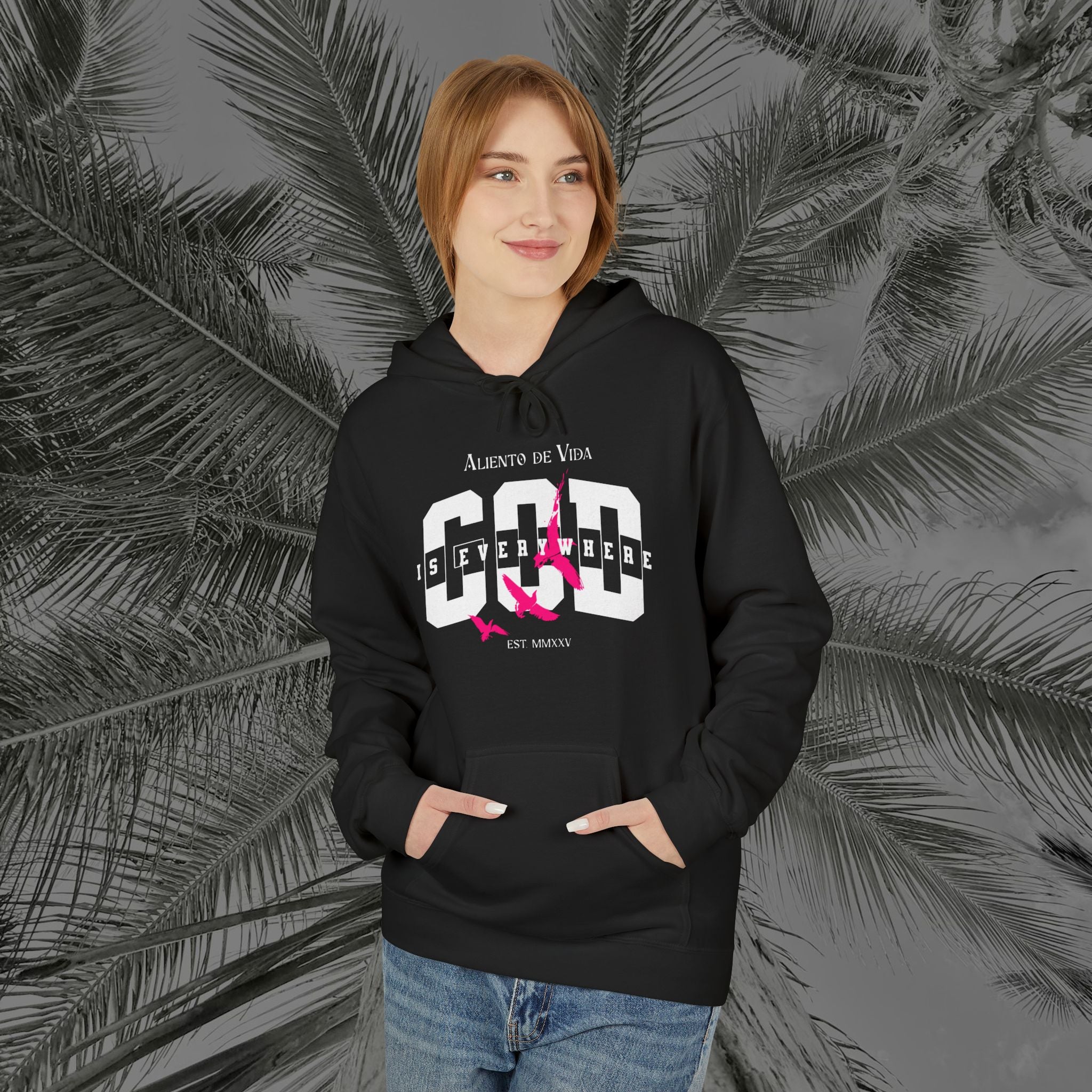 God Is Everywhere - (UNISEX) Midweight Fleece Hoodie - Aliento De Vida
