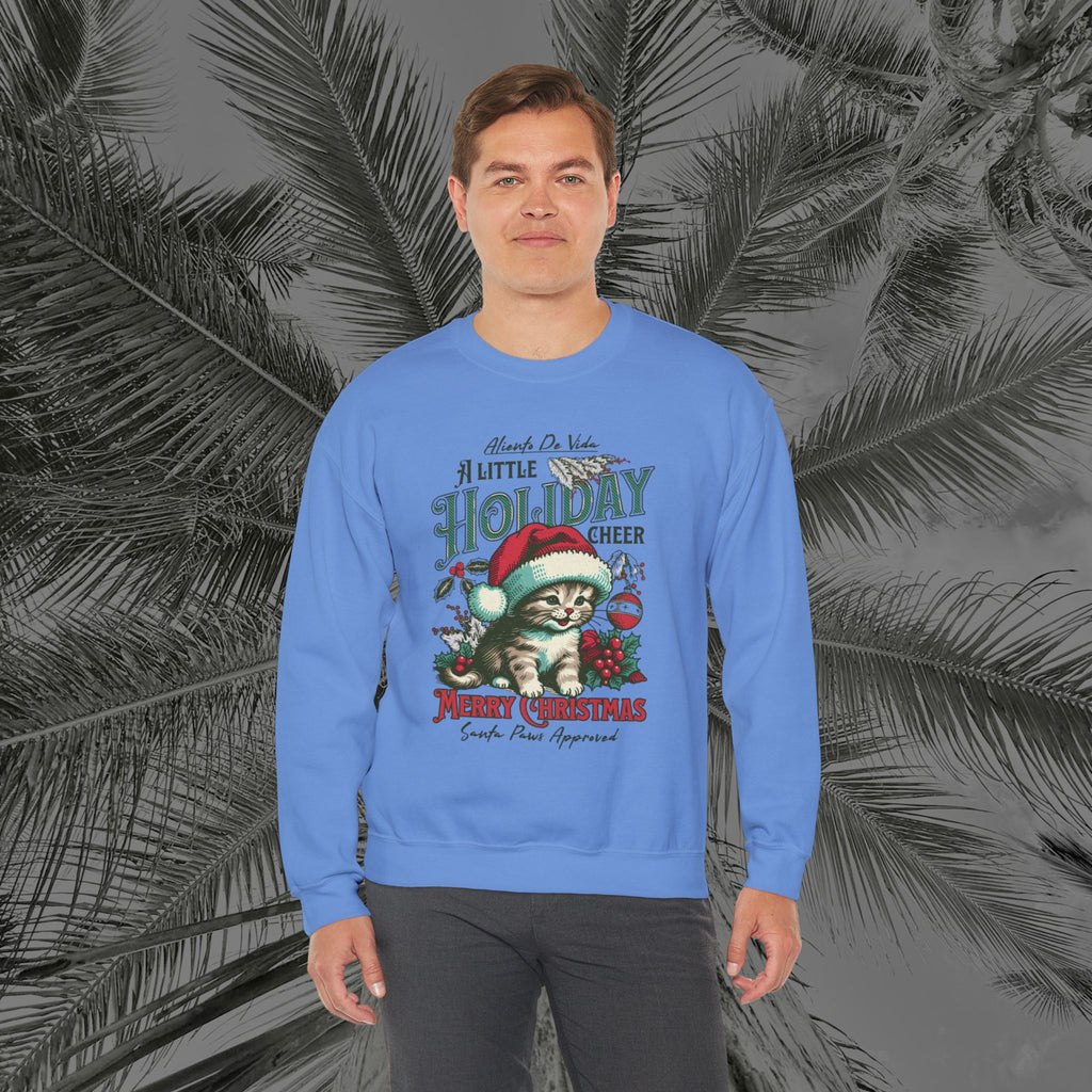 Merry Meowmas Cheer - (UNISEX) Cozy Crewneck Sweatshirt - Aliento De Vida