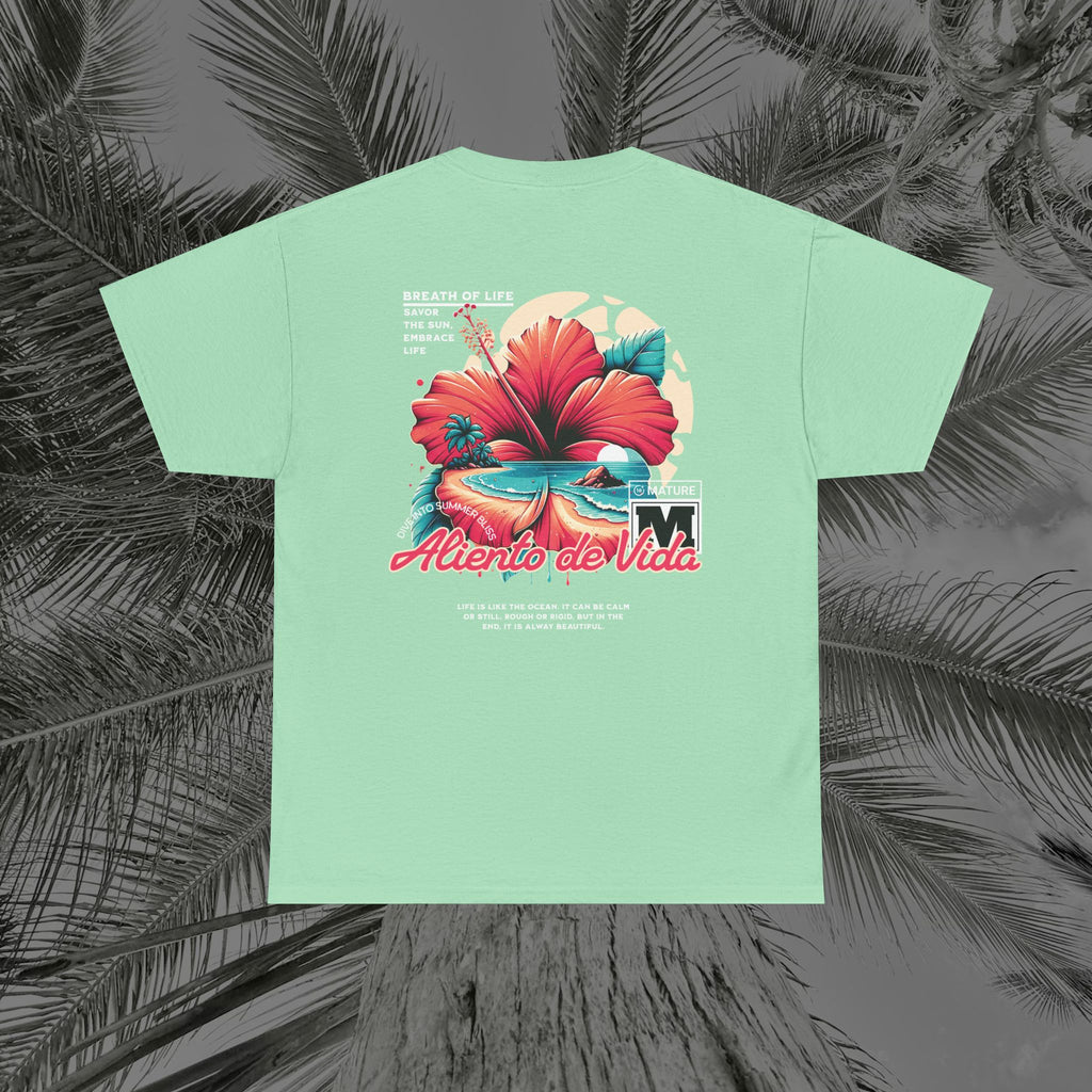 Breath Of Paradise - (UNISEX) Heavy Cotton T-Shirt - Back Design - Aliento De Vida