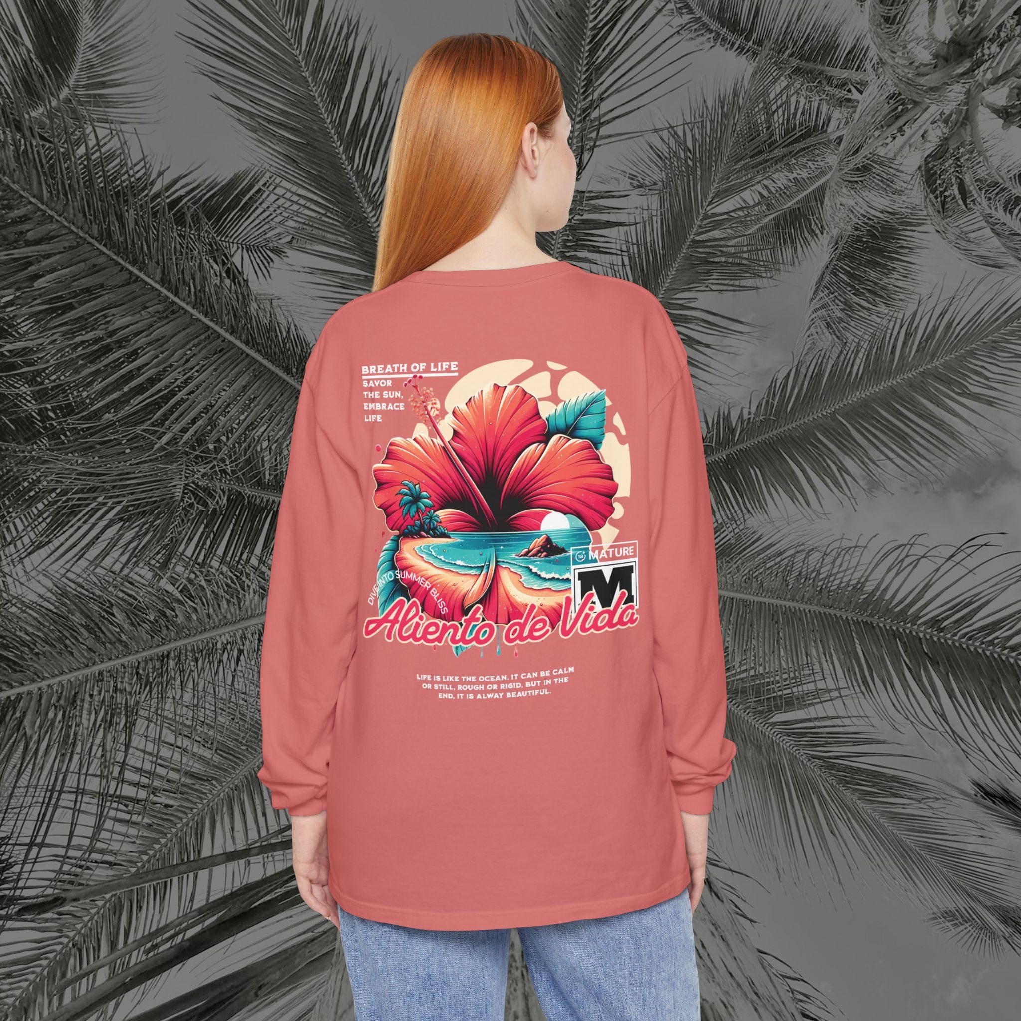 Breath Of Paradise - (UNISEX) Long Sleeve Shirt - Back Design - Aliento De Vida