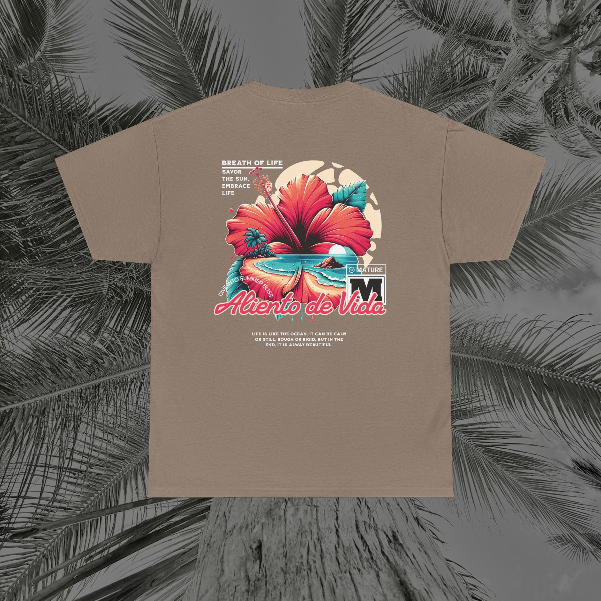 Breath Of Paradise - (UNISEX) Heavy Cotton T-Shirt - Back Design - Aliento De Vida