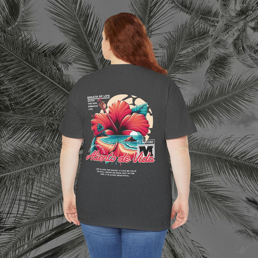 Breath Of Paradise - (UNISEX) Heavy Cotton T-Shirt - Back Design - Aliento De Vida