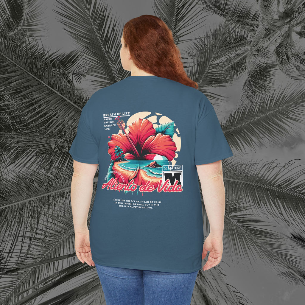 Breath Of Paradise - (UNISEX) Heavy Cotton T-Shirt - Back Design - Aliento De Vida