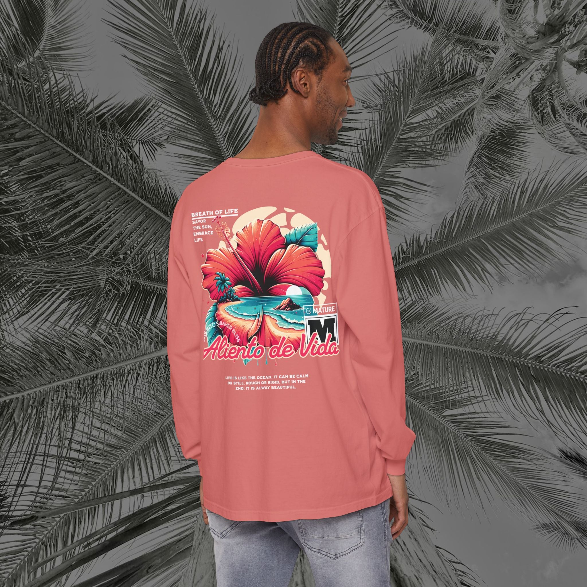 Breath Of Paradise - (UNISEX) Long Sleeve Shirt - Back Design - Aliento De Vida