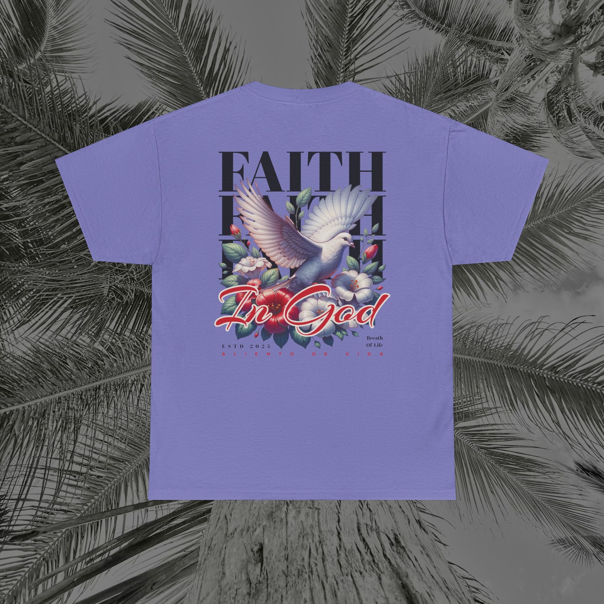 Wings of Grace - Back Design - Heavy Cotton Tee - Aliento De Vida
