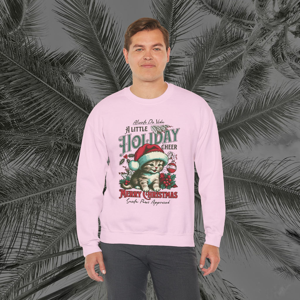 Merry Meowmas Cheer - (UNISEX) Cozy Crewneck Sweatshirt - Aliento De Vida