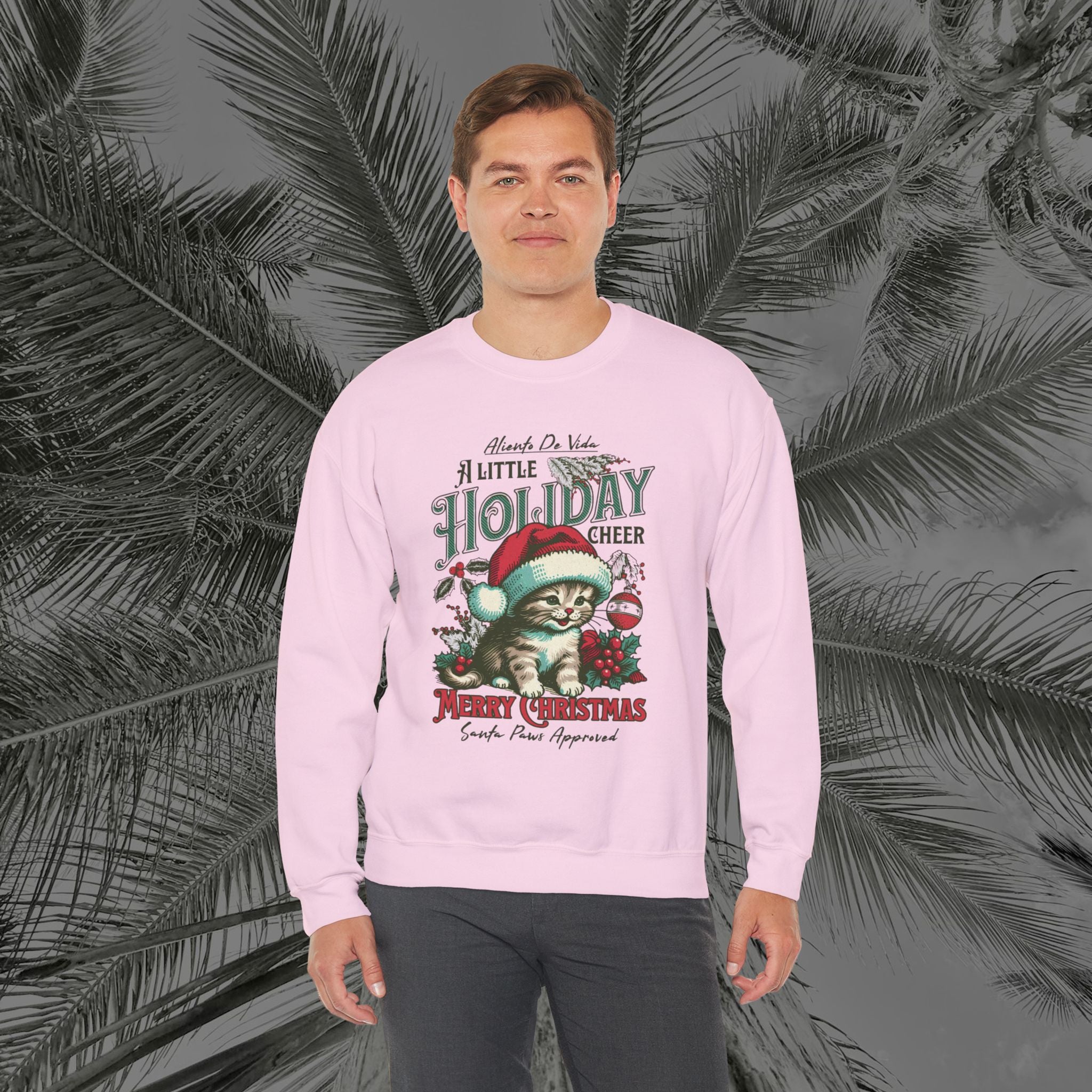 Merry Meowmas Cheer - (UNISEX) Cozy Crewneck Sweatshirt - Aliento De Vida