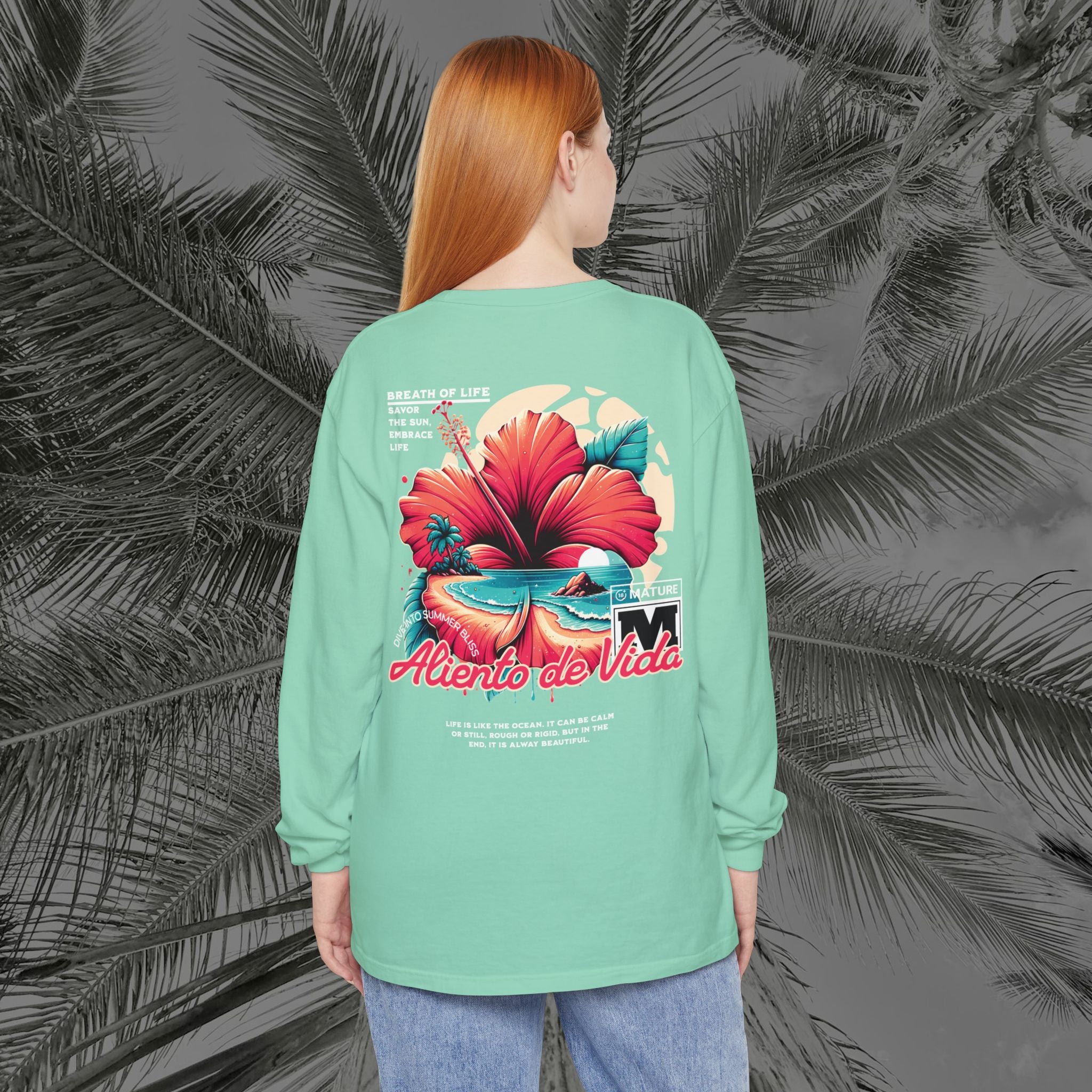 Breath Of Paradise - (UNISEX) Long Sleeve Shirt - Back Design - Aliento De Vida