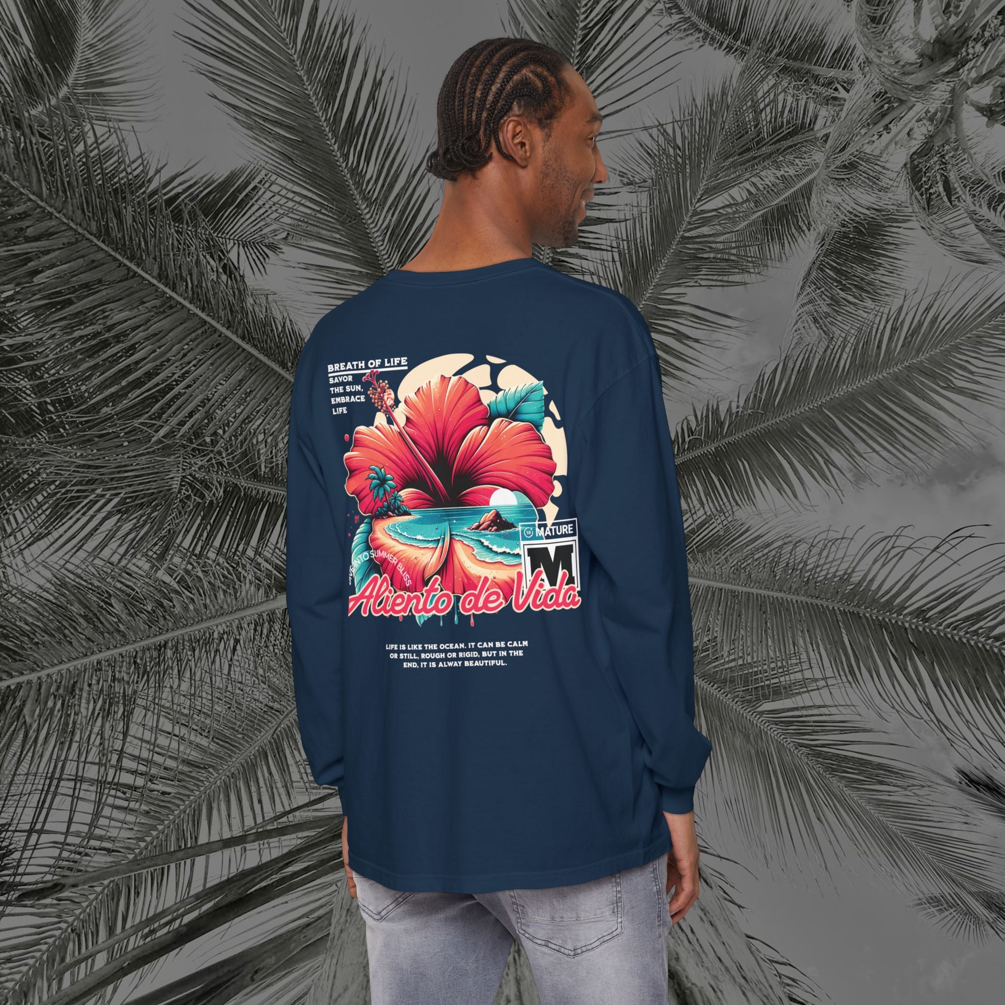 Breath Of Paradise - (UNISEX) Long Sleeve Shirt - Back Design - Aliento De Vida