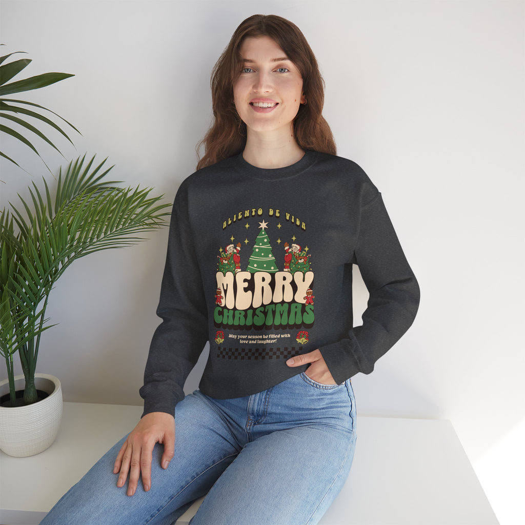 Retro Merry Magic- (UNISEX) Cozy Crewneck Sweatshirt - Aliento De Vida