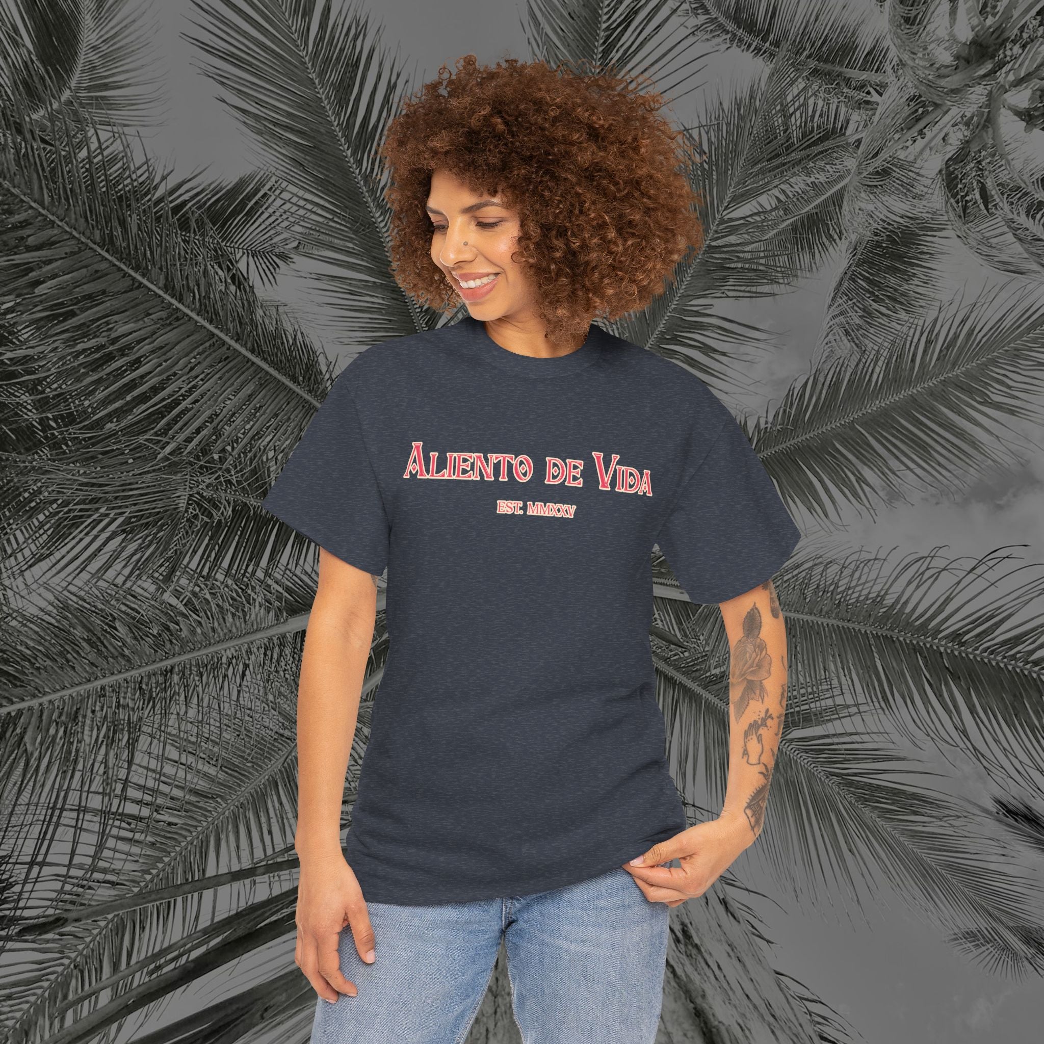 Breath Of Paradise - (UNISEX) Heavy Cotton T-Shirt - Back Design - Aliento De Vida